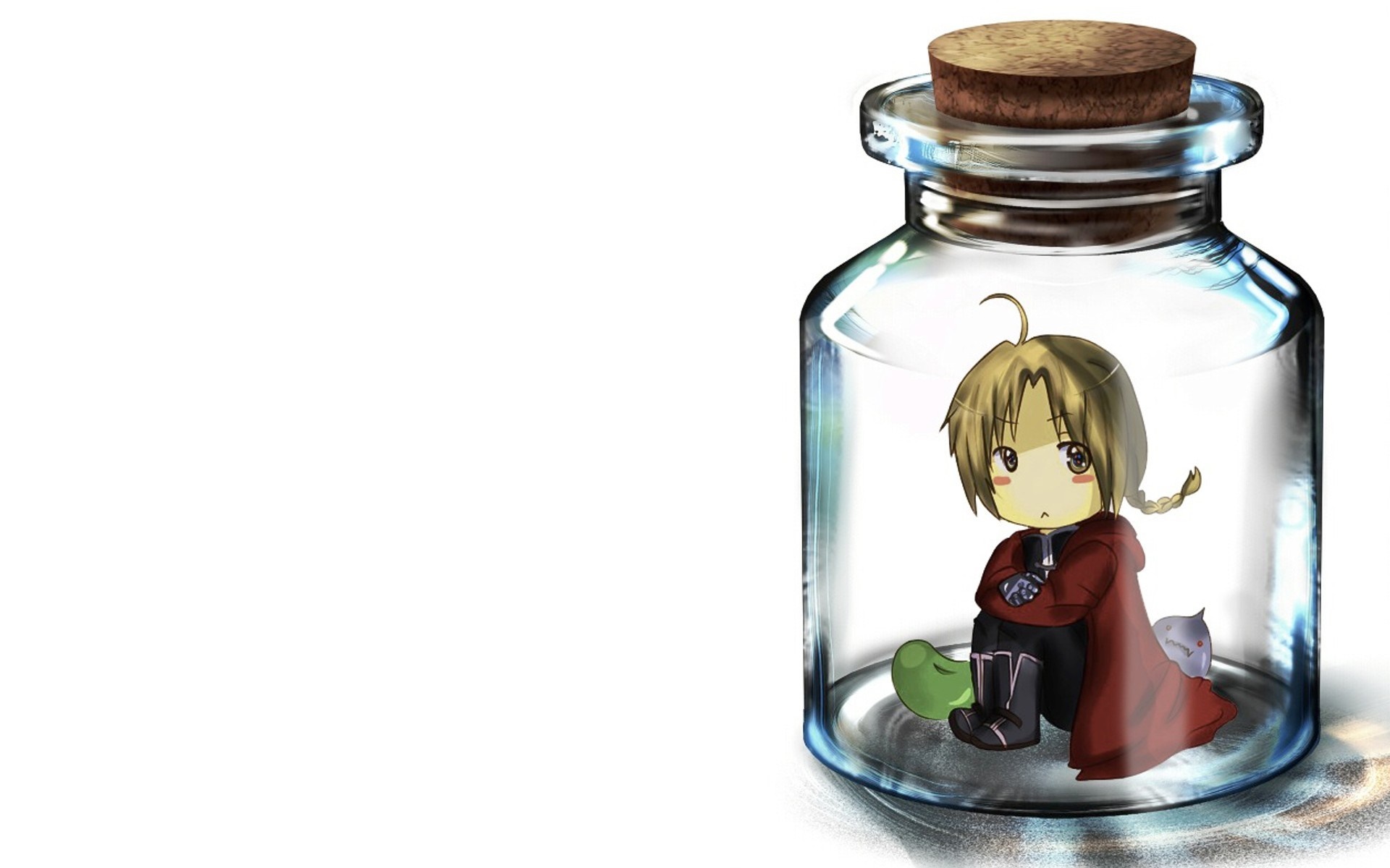 Edward Elric from Full Metal Alchemist in a bottle HD Wallpaper