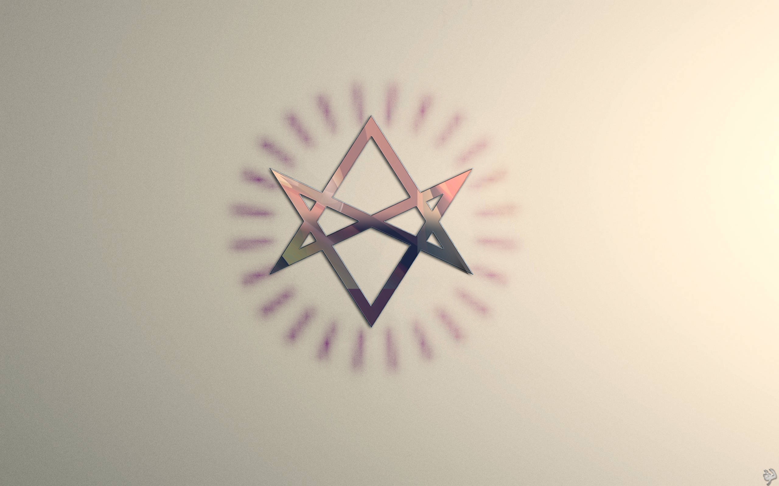 Unicursal Hexagram logo with pink aura HD Wallpaper