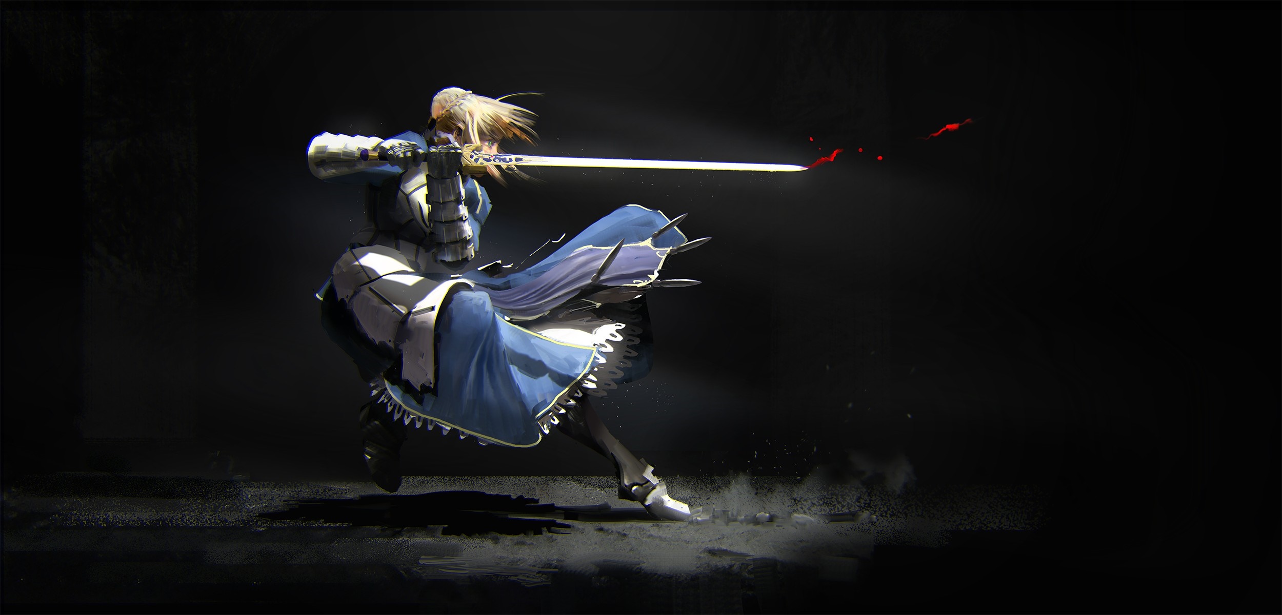 Saber from Fate/Stay Night with sword HD Wallpaper