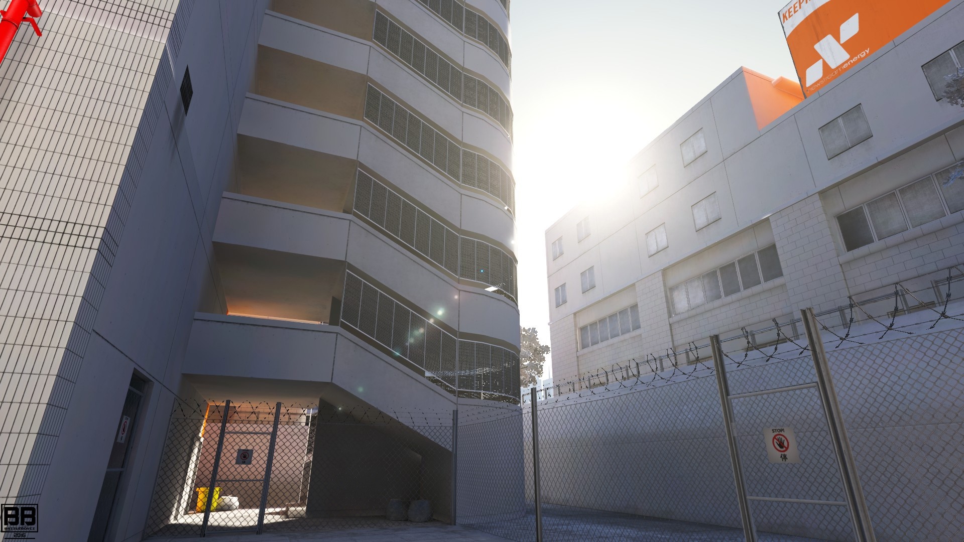 Mirror's Edge cityscape with modern buildings HD Wallpaper