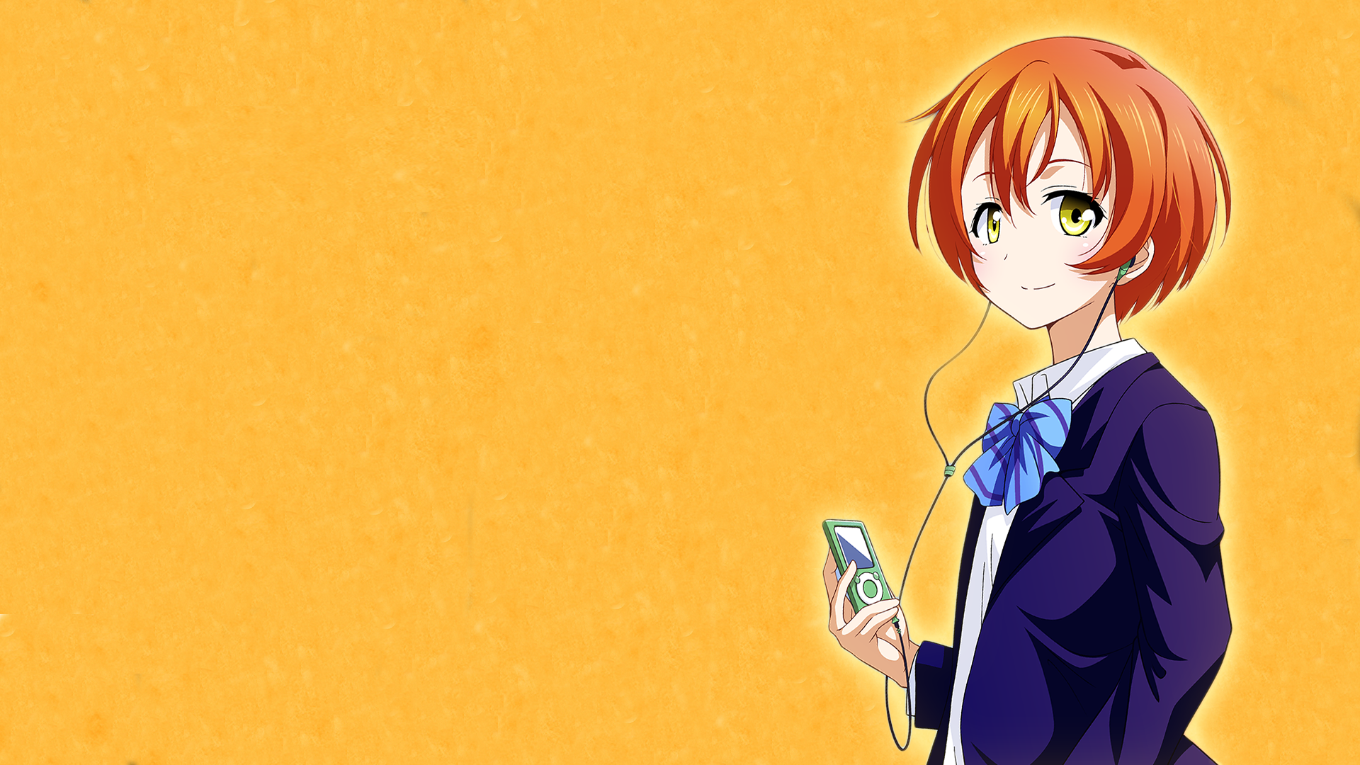 Rin Hoshizora from Love Live! listening to music HD Wallpaper