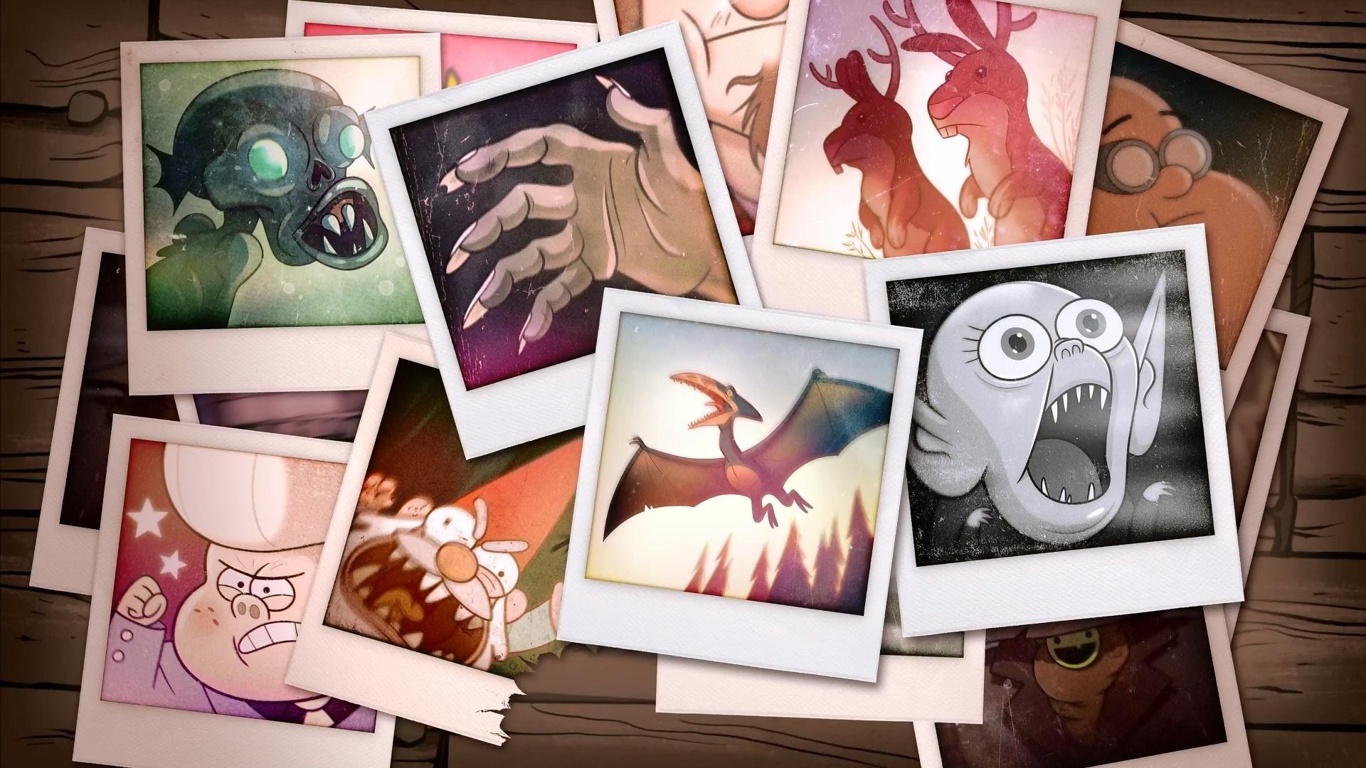 Collage of various creatures and characters from Gravity Falls HD Wallpaper