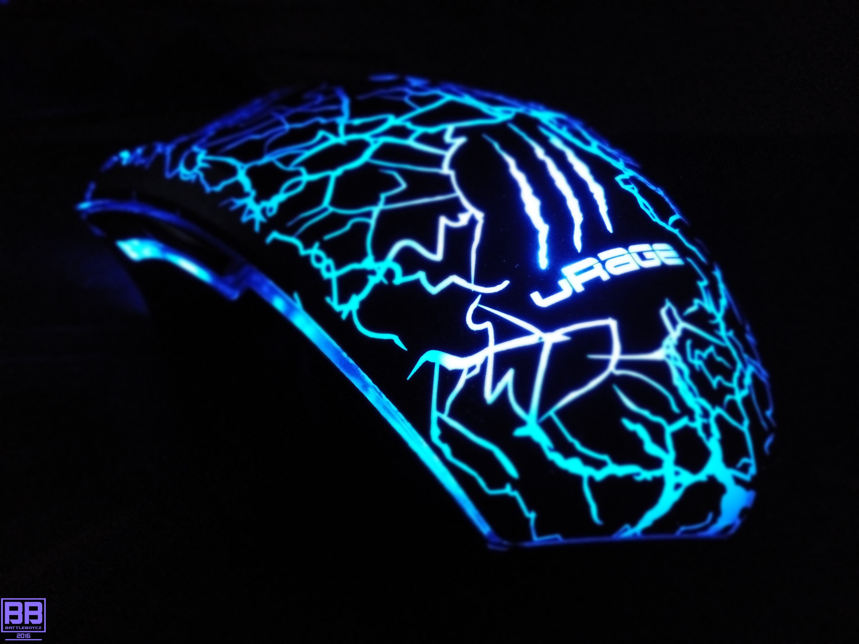 Gaming mouse with blue lightning design and URAGE logo HD Wallpaper