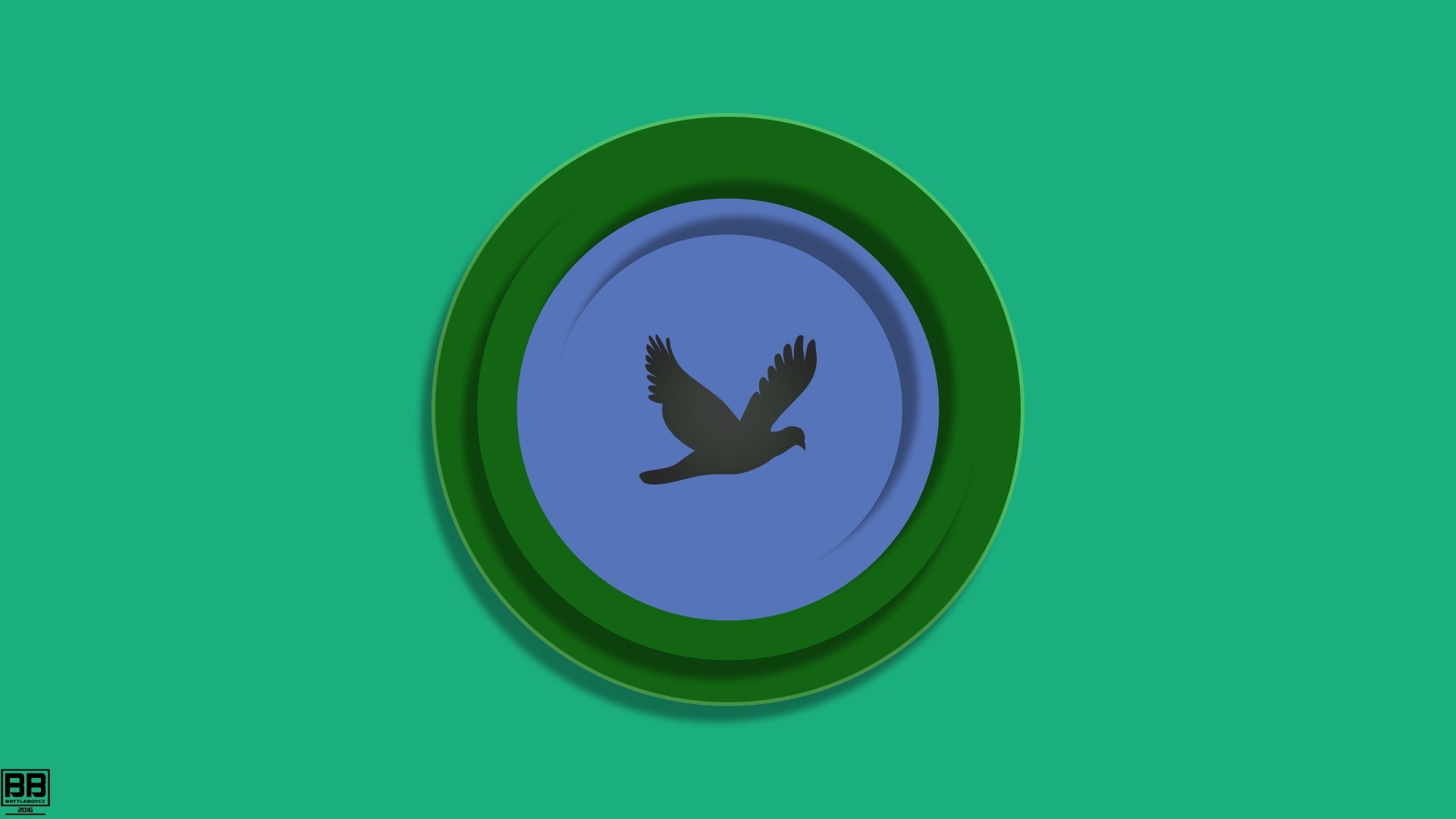 Silhouette of a bird in flight within concentric circles HD Wallpaper
