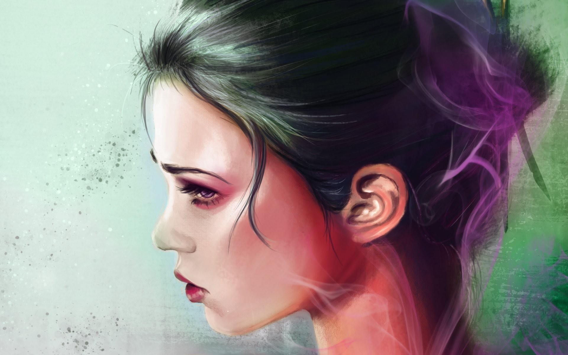 Emotional Fantasy Portrait of a Woman in Profile HD Wallpaper