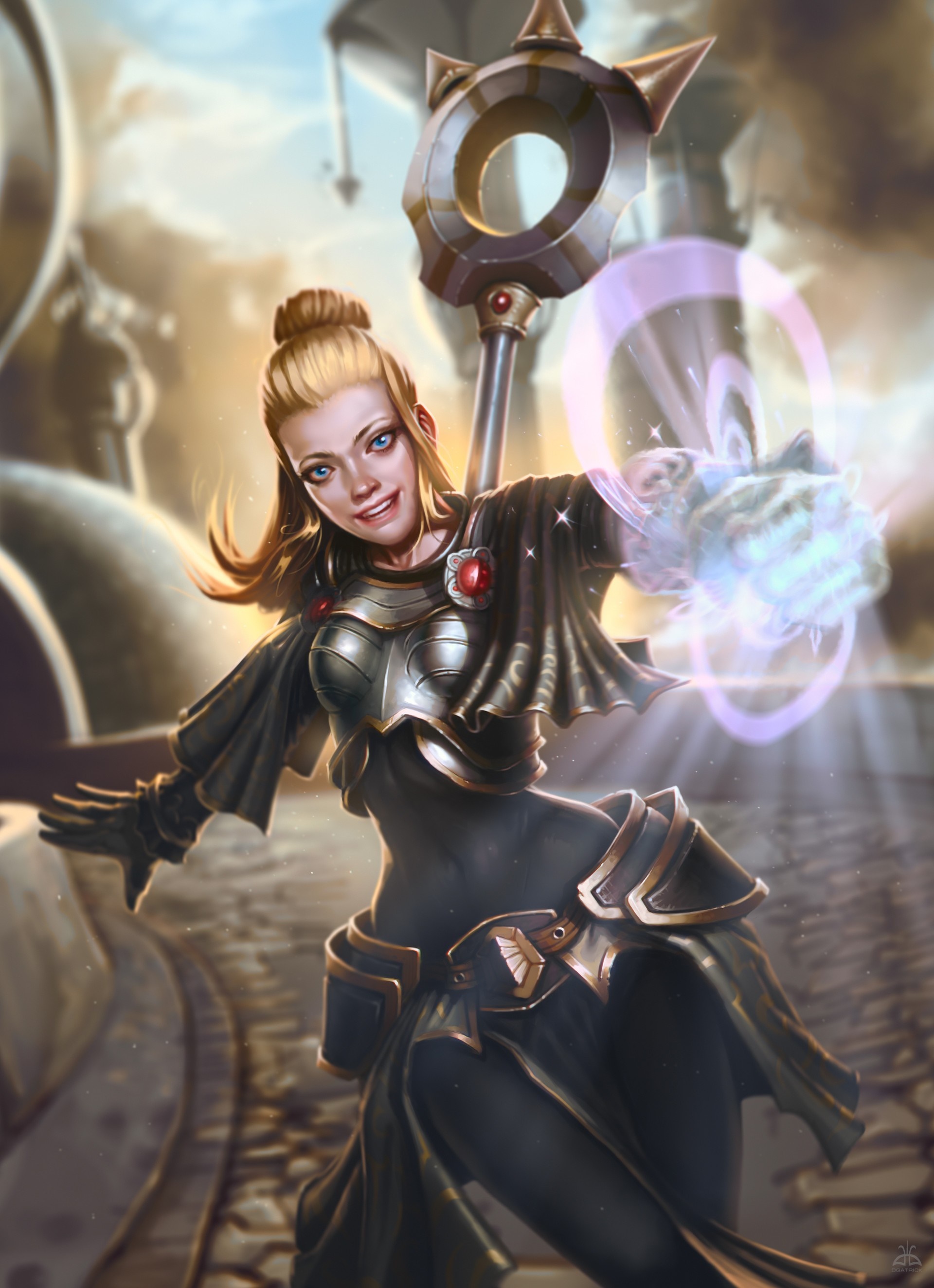 Lux from League of Legends casting a spell HD Wallpaper