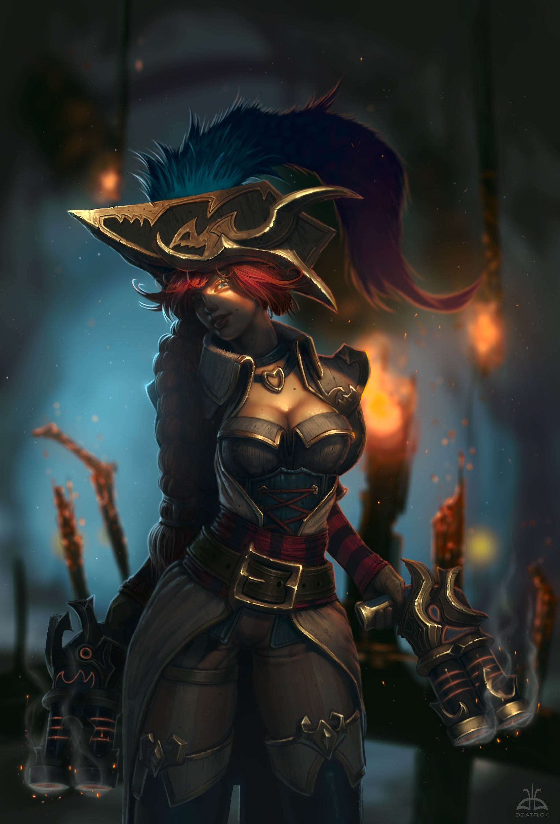 Miss Fortune from League of Legends with dual pistols HD Wallpaper