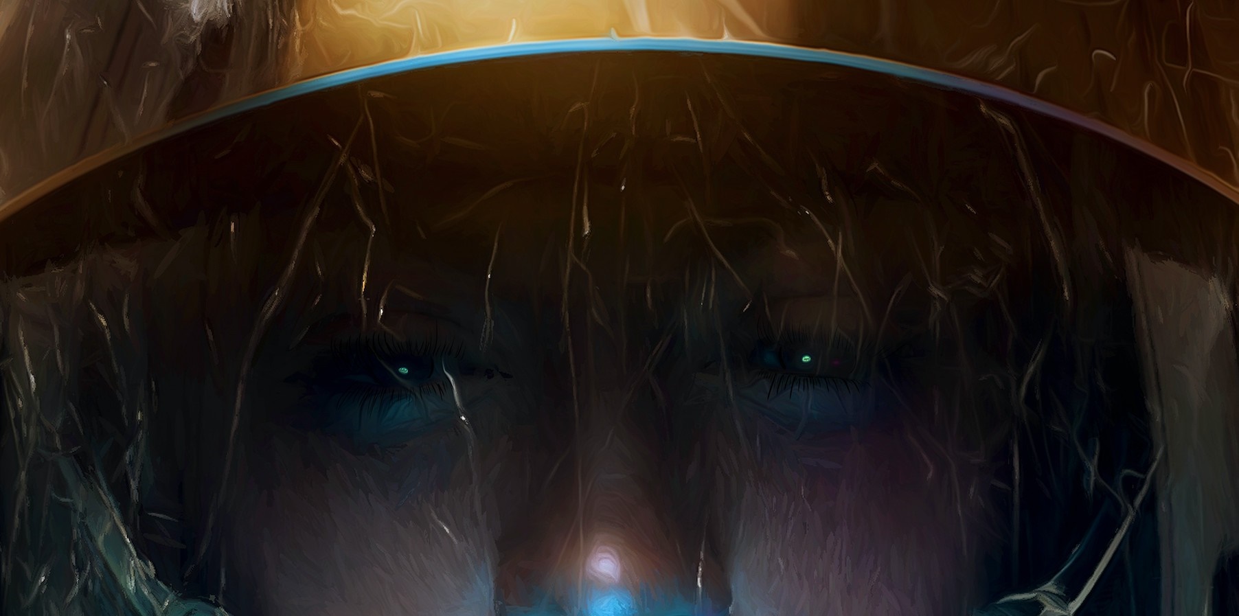 Close-up of a person's eyes behind a reflective surface HD Wallpaper