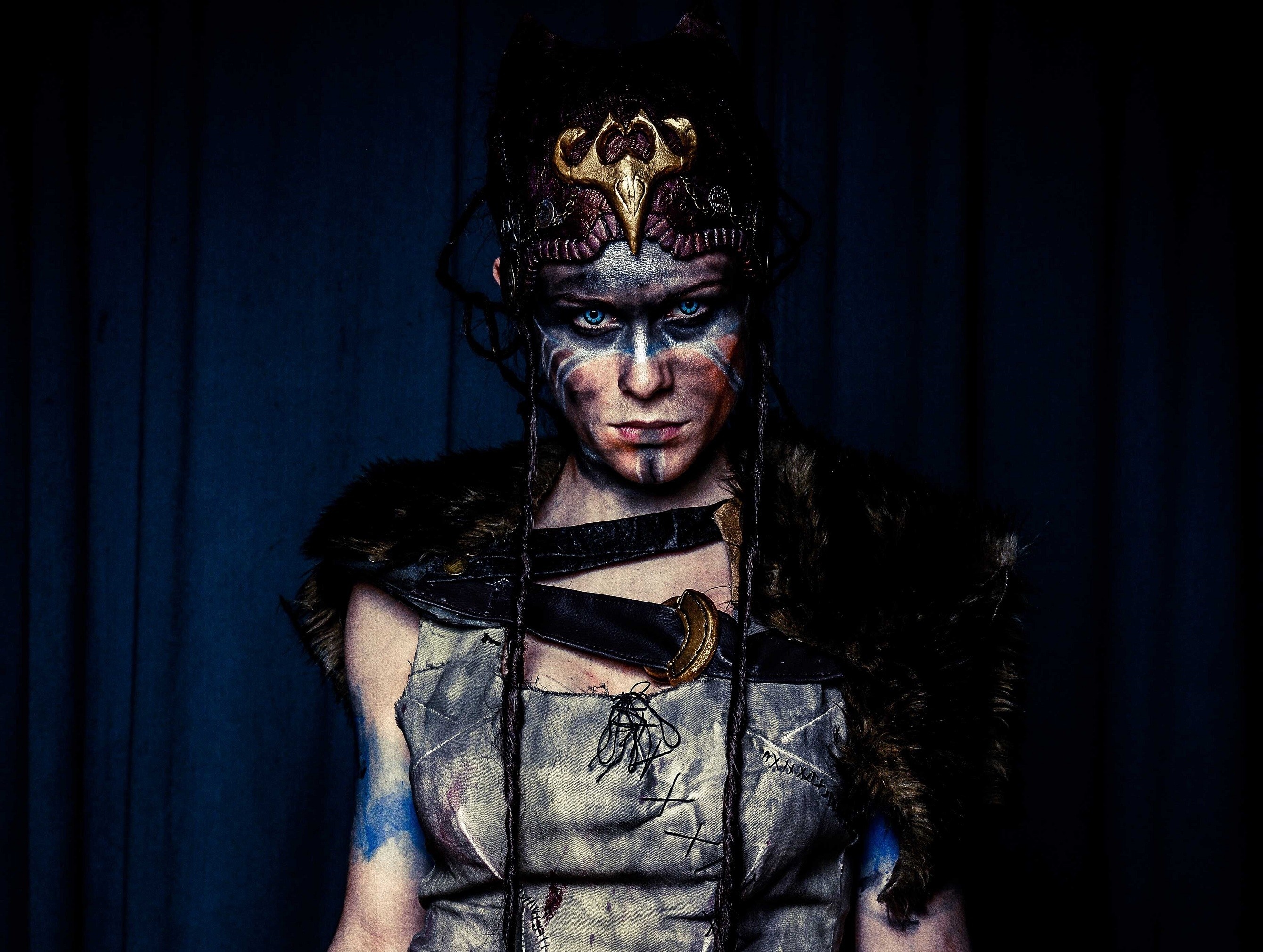 Senua from Hellblade cosplay with war paint HD Wallpaper