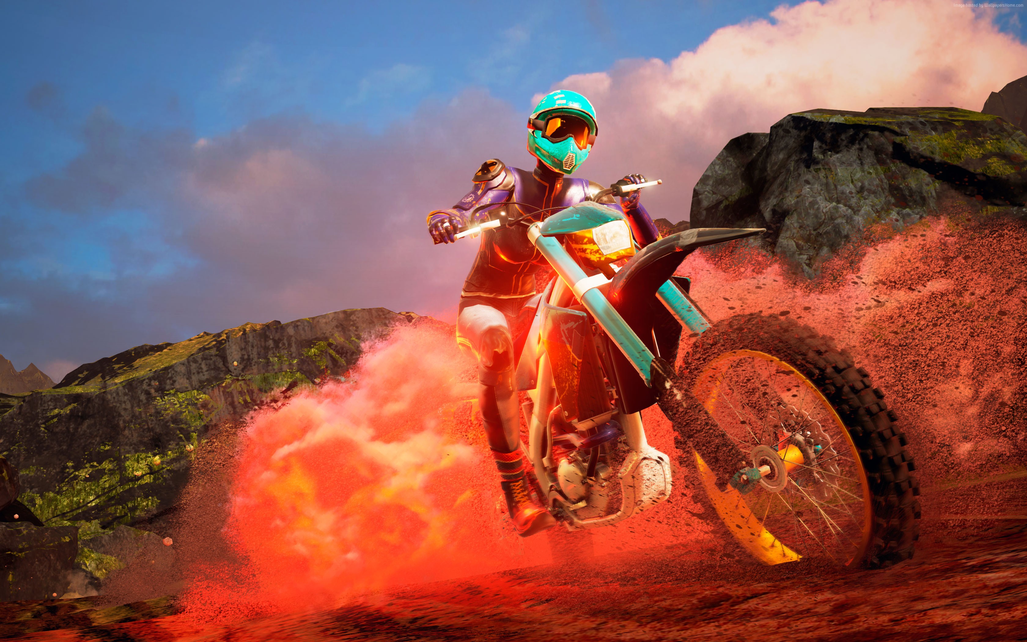 Moto Racer 4 gameplay with dirt bike and rider HD Wallpaper
