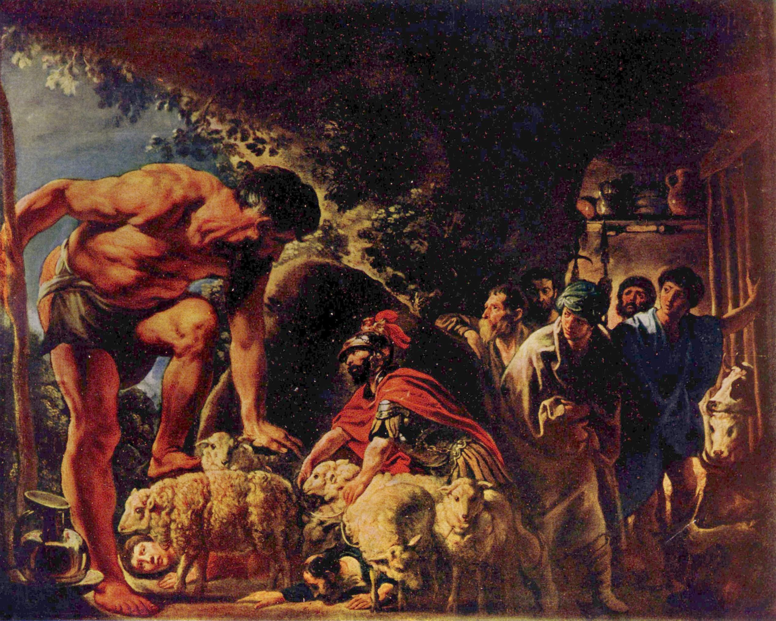 Odysseus and Polyphemus painting HD Wallpaper