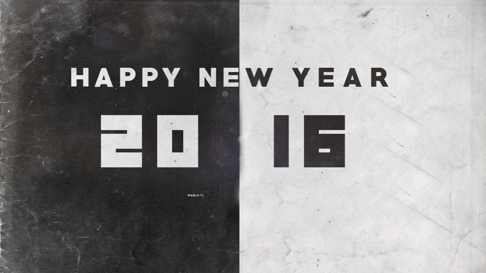 Happy New Year 2016 Black and White Design HD Wallpaper