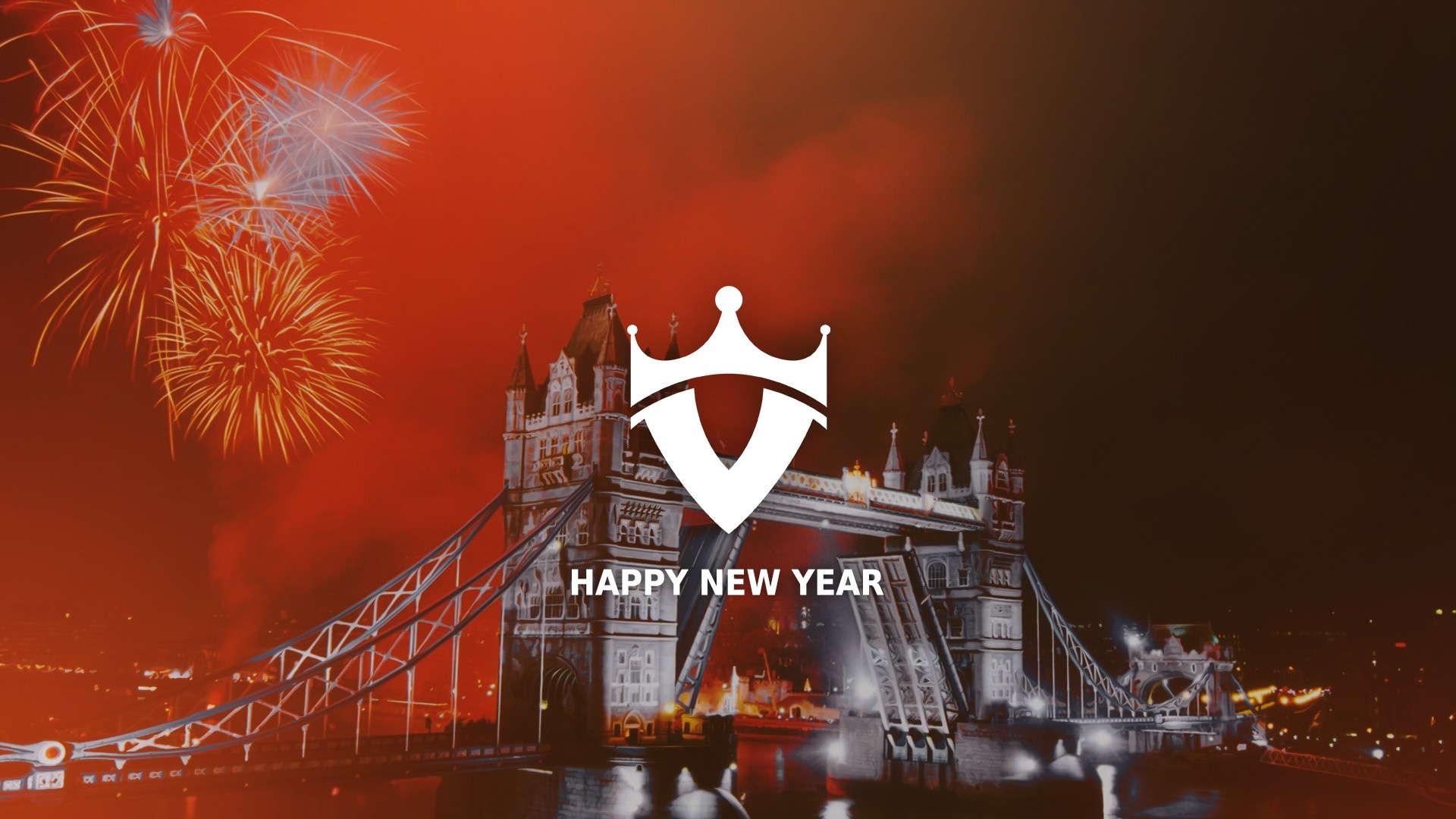 New Year's Eve Fireworks over Tower Bridge, London HD Wallpaper