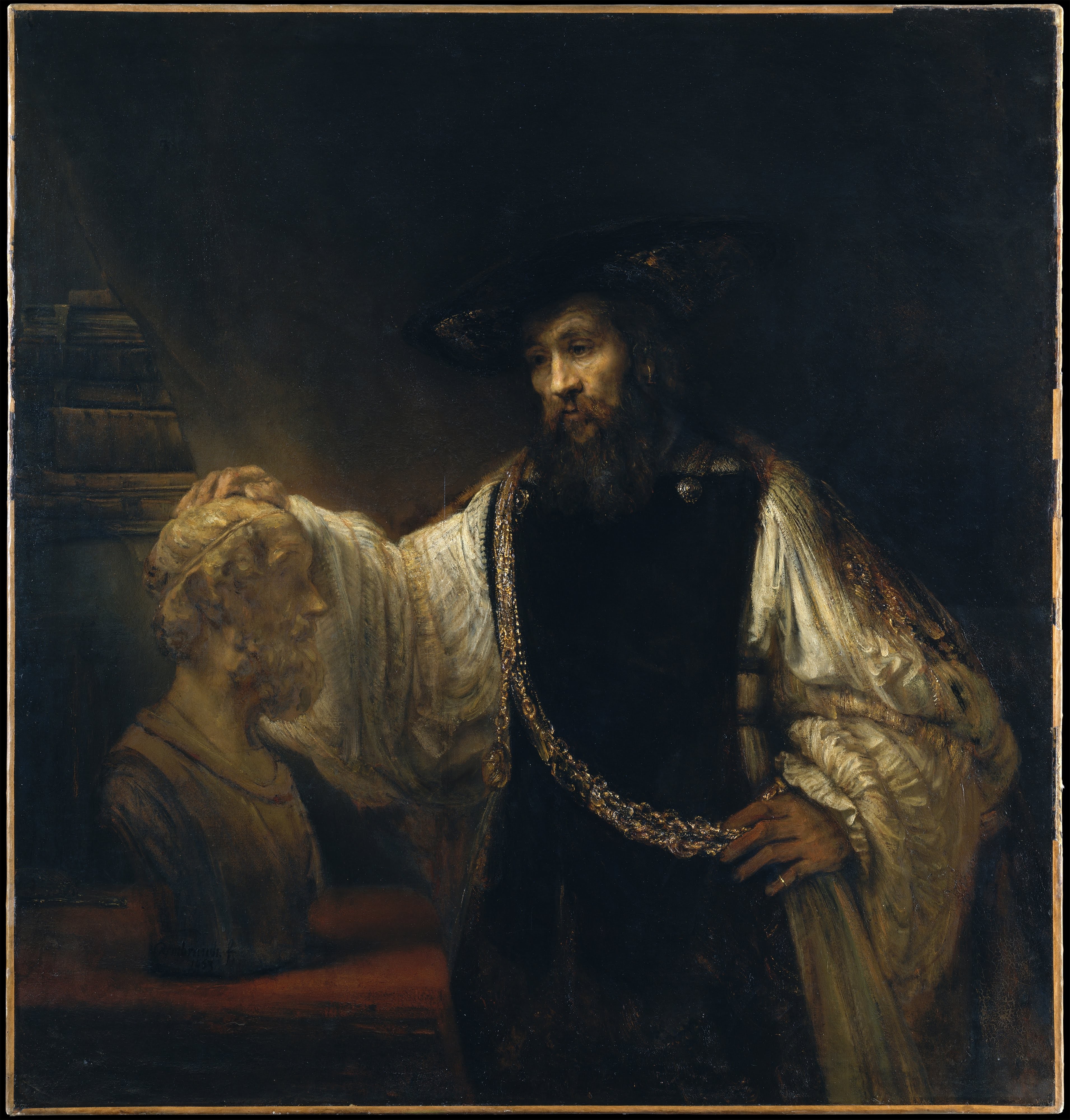 Aristotle with the Bust of Homer by Rembrandt van Rijn HD Wallpaper