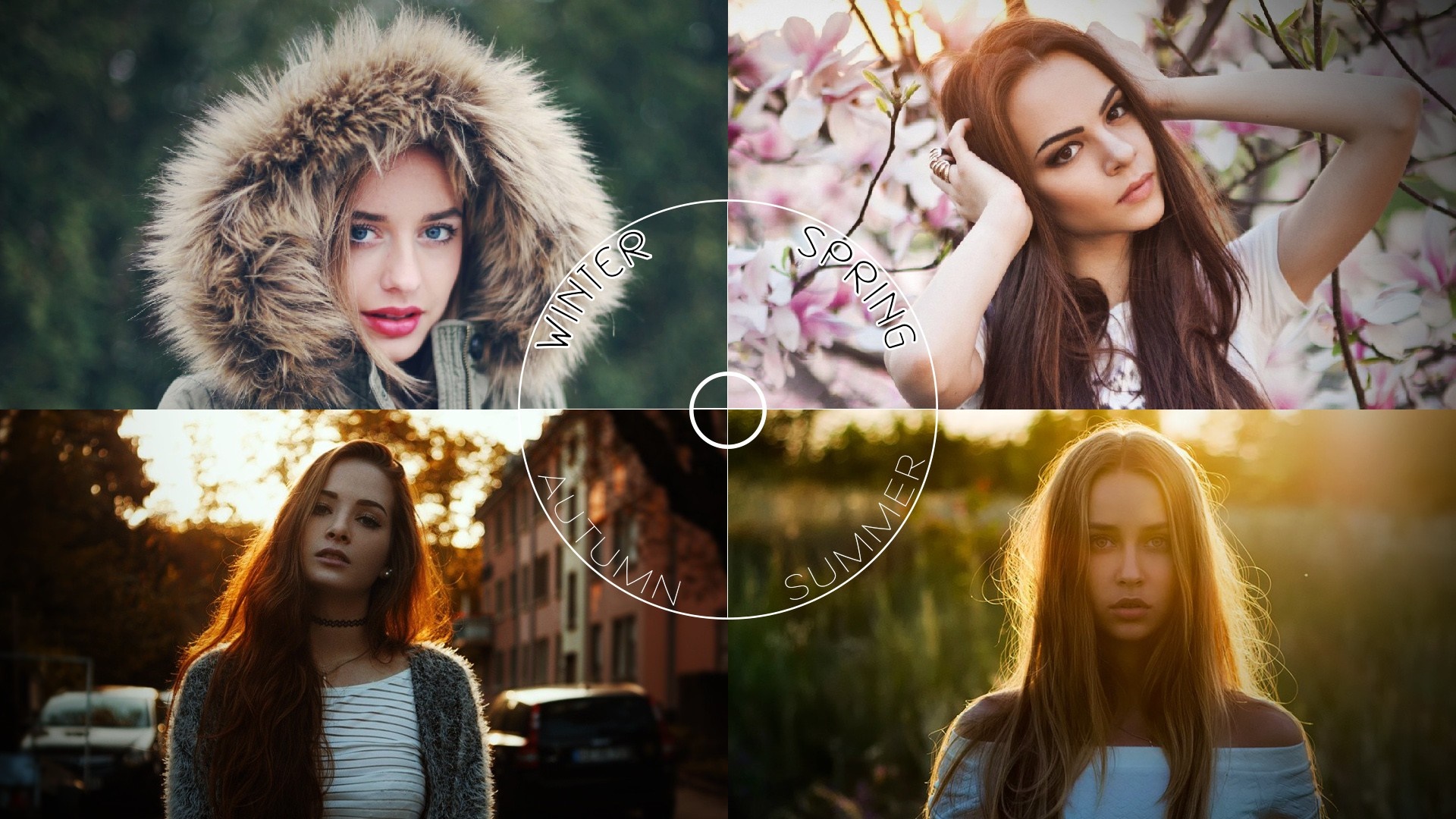 Four seasons montage with women HD Wallpaper