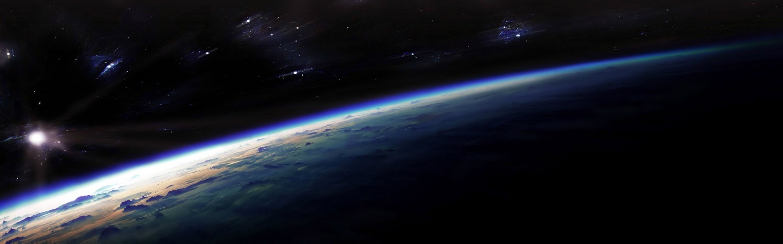 Earth from space with sun and stars HD Wallpaper