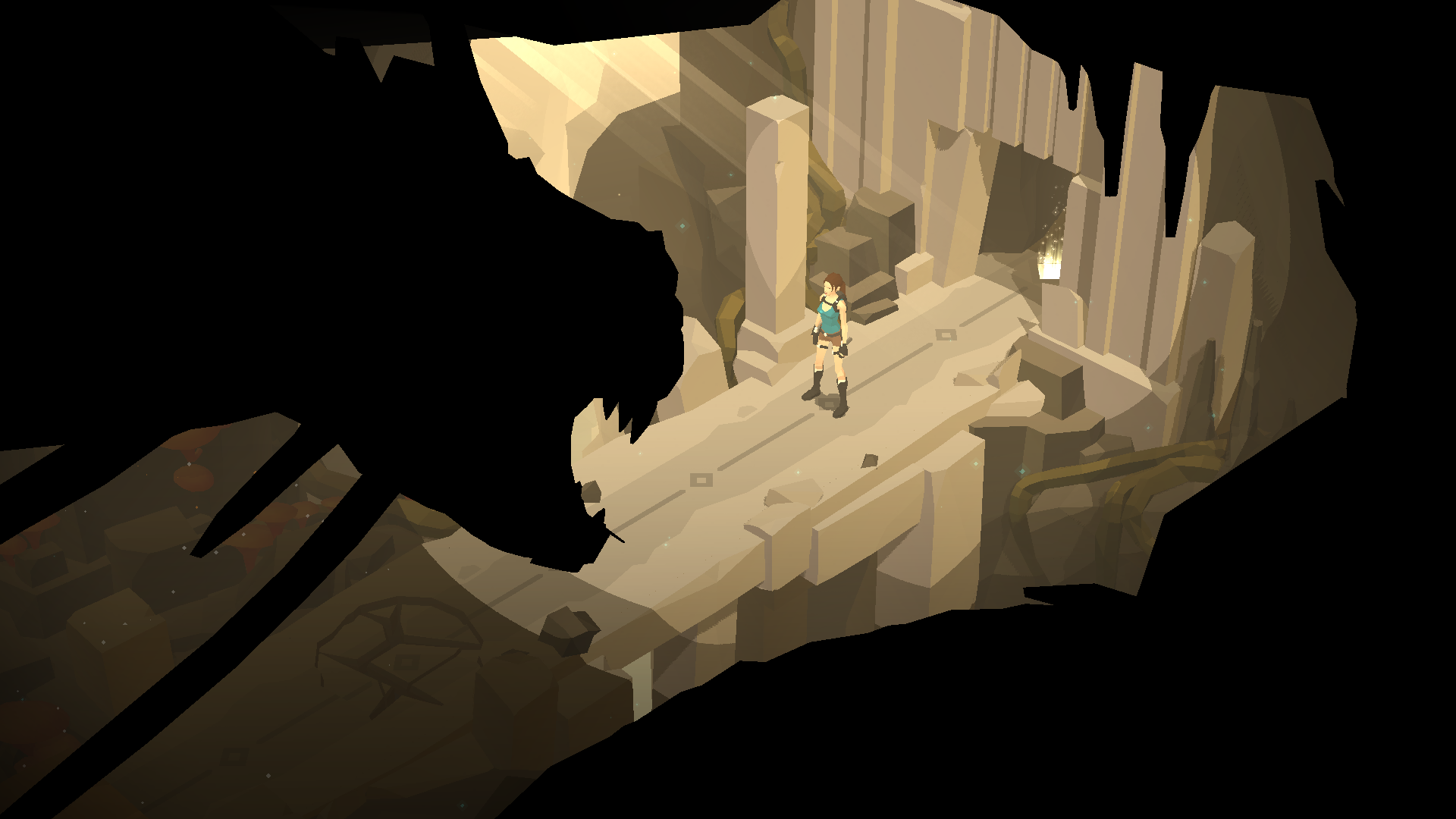 Lara Croft from Lara Croft GO in a cave HD Wallpaper