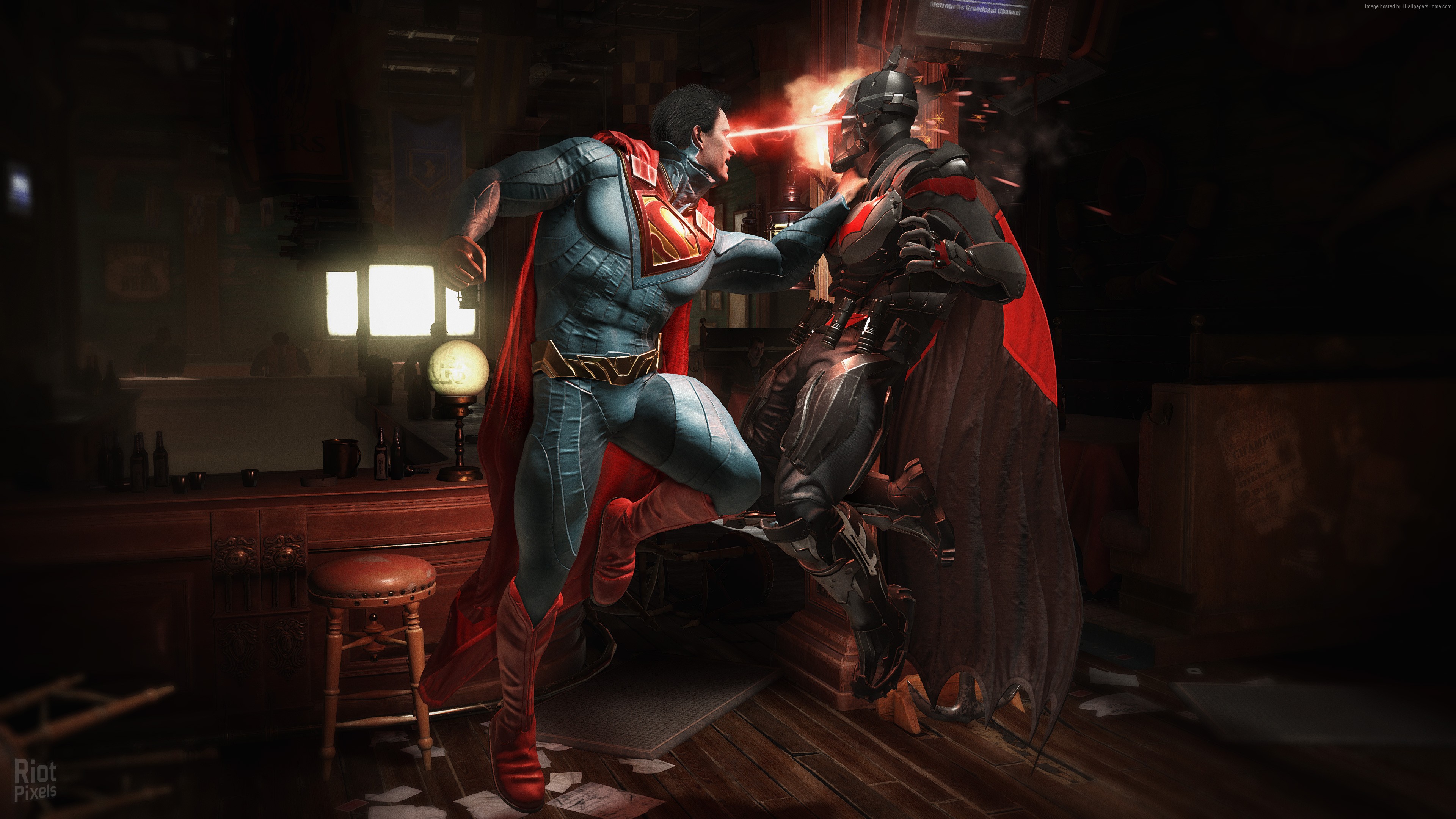 Superman from Injustice 2 fighting Batman HD Wallpaper