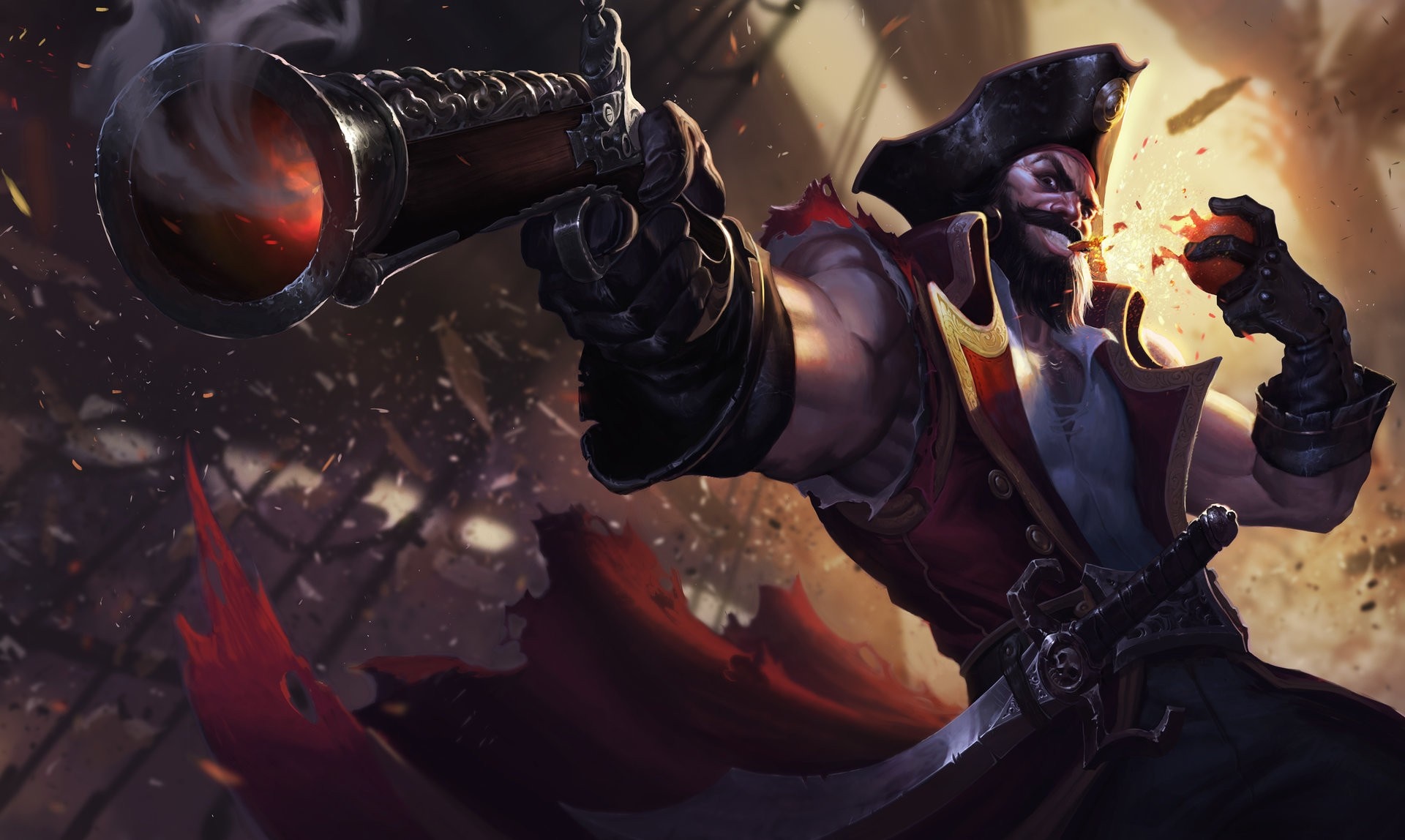 Gangplank from League of Legends firing a pistol HD Wallpaper