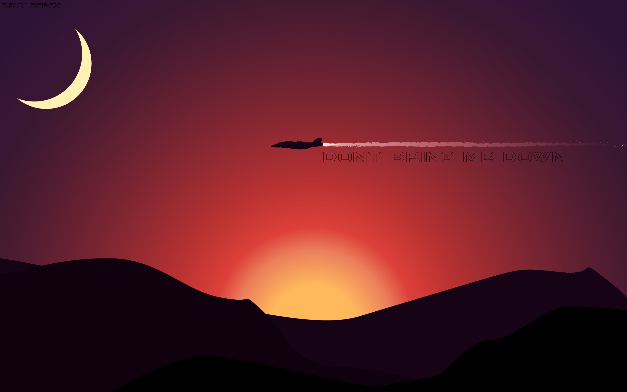 Jet fighter leaving a contrail over a sunset landscape HD Wallpaper