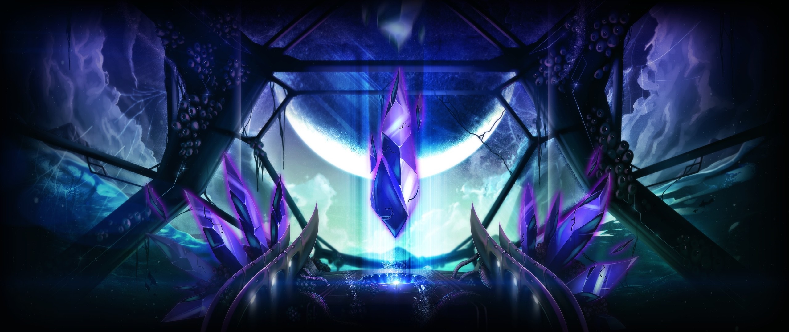 Freedom Planet stage with crystals and moon HD Wallpaper