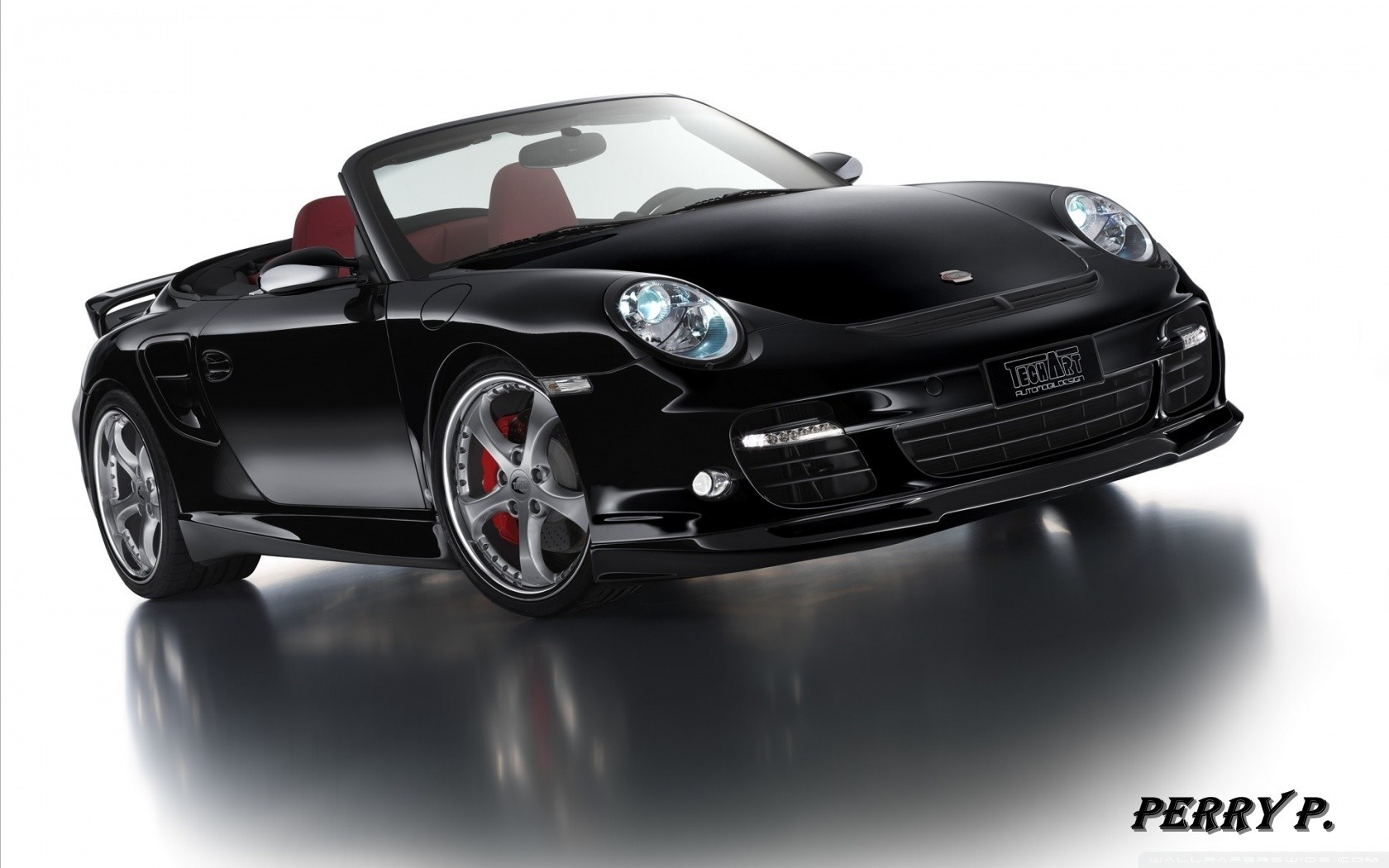 Black TechArt Porsche 911 Convertible Sports Car HD Wallpaper