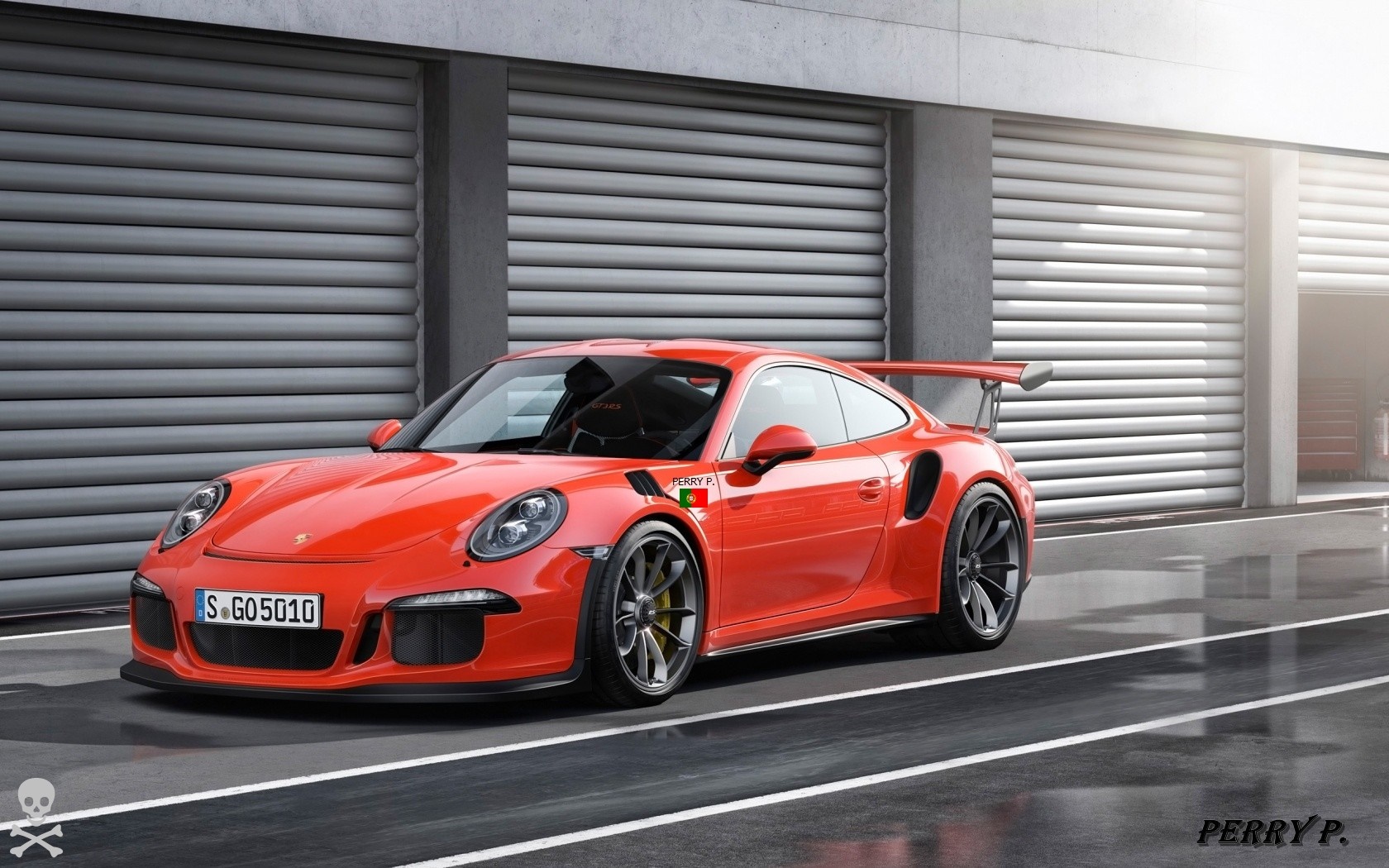 Red Porsche 911 GT3 RS with racing decals HD Wallpaper