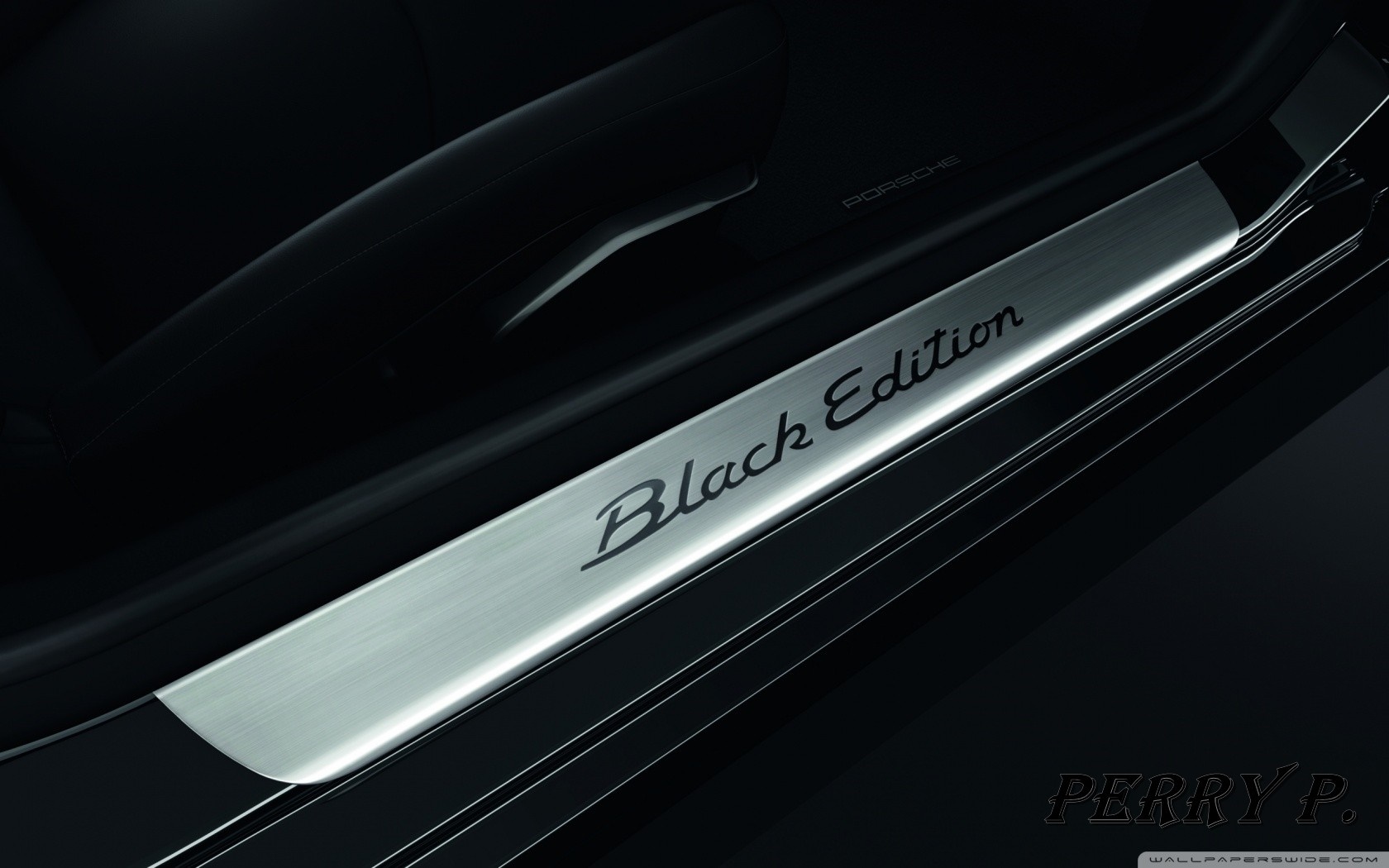 Porsche Black Edition door sill plate HD Wallpaper