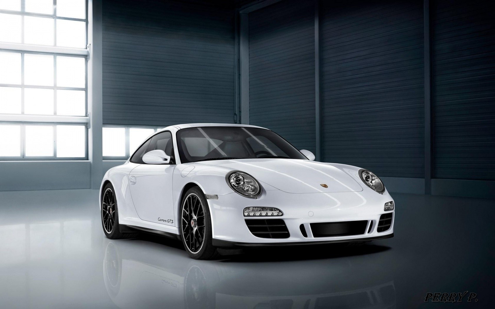 White Porsche Carrera GTS in a garage HD Wallpaper