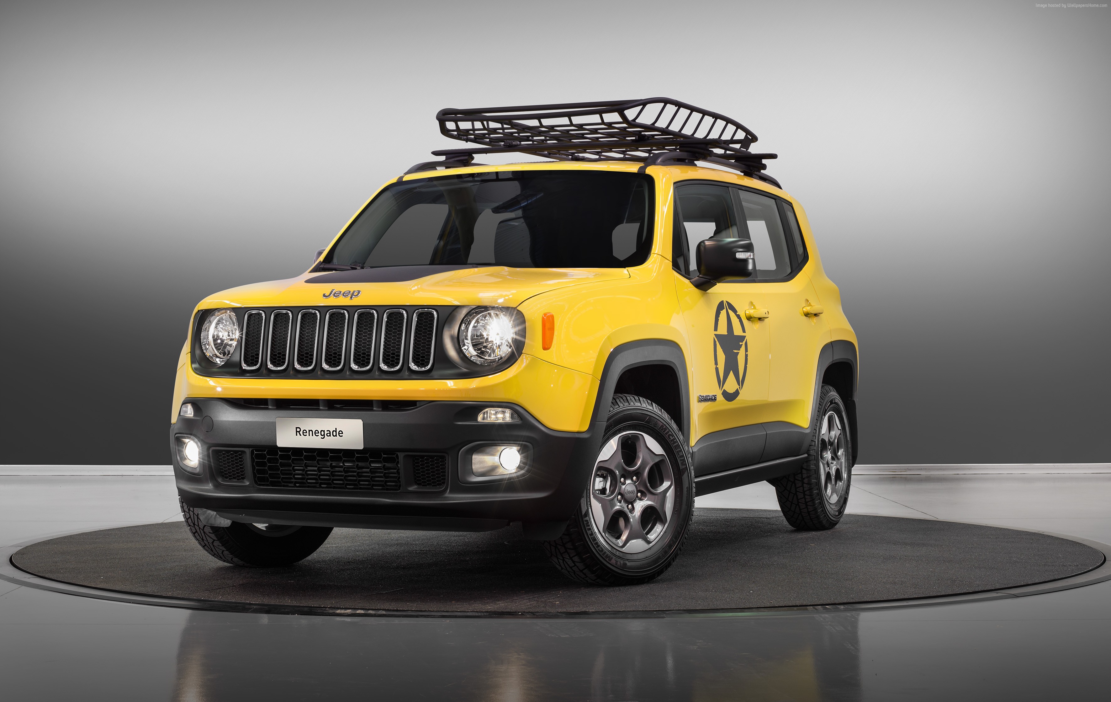 Yellow Jeep Renegade Longitude Moparized with Roof Rack HD Wallpaper