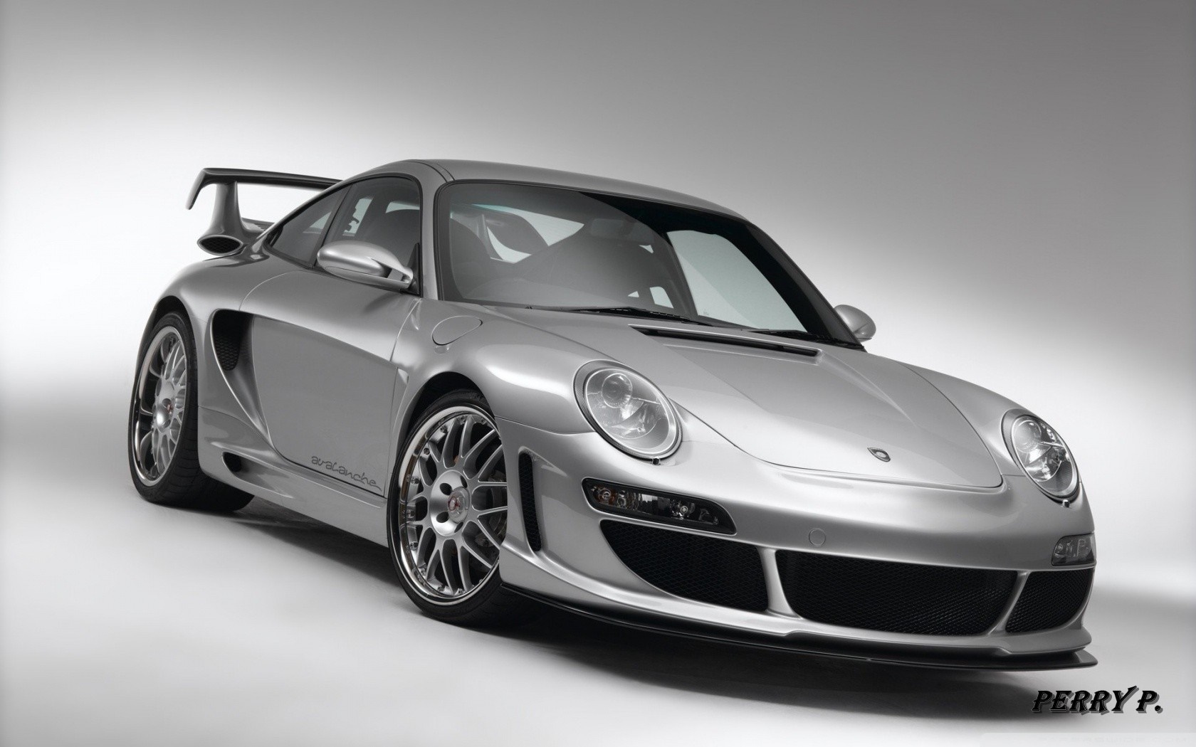 Silver Porsche 911 GT2 Avalanche sports car HD Wallpaper