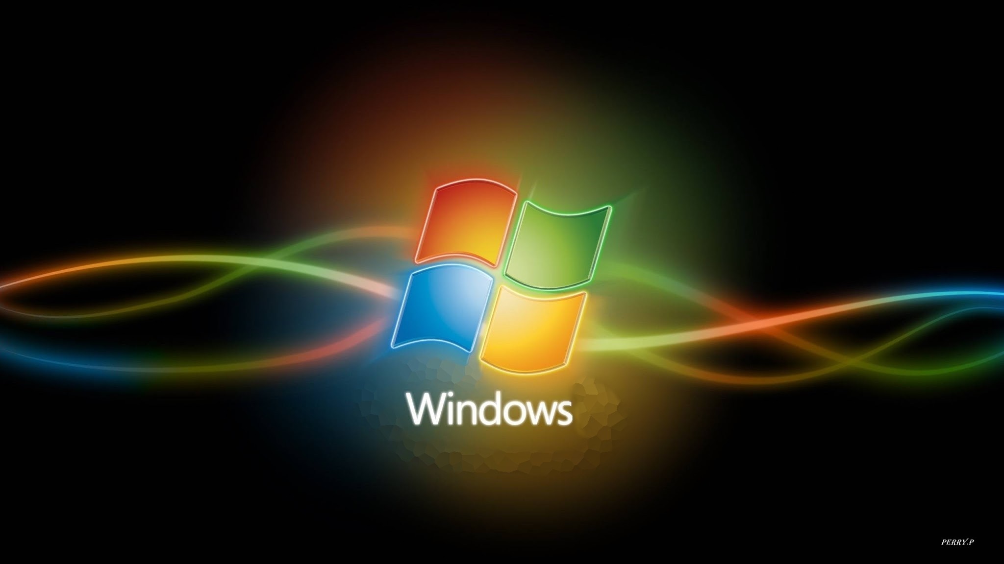 Windows logo with colorful light streaks HD Wallpaper