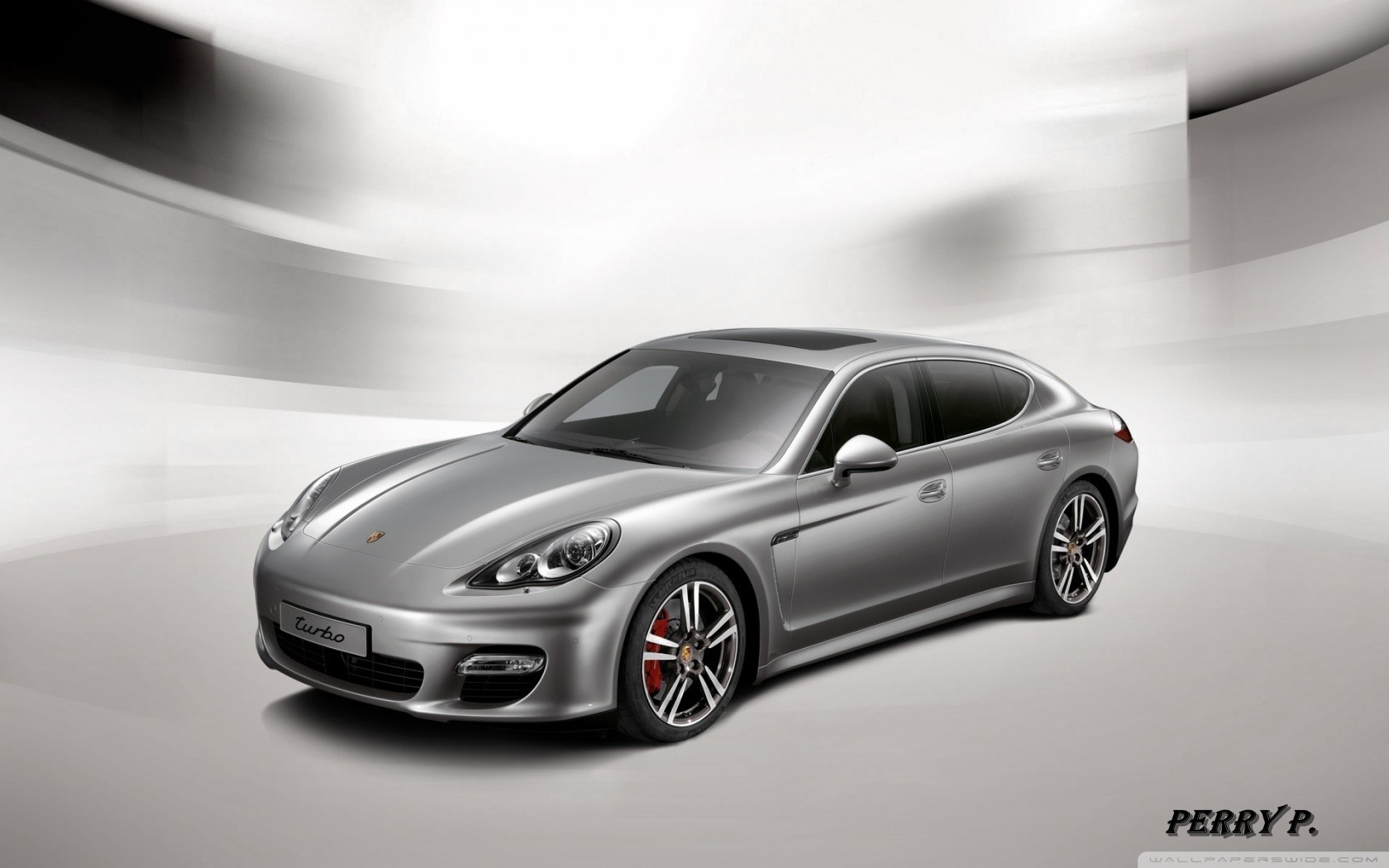 Silver Porsche Panamera Turbo HD Wallpaper