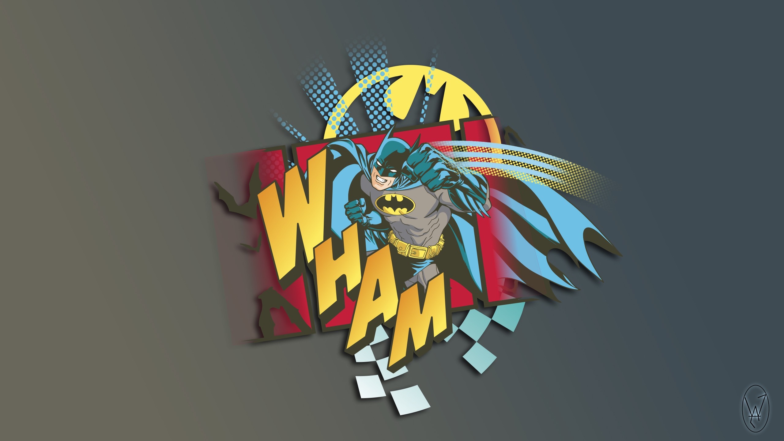 Batman comic illustration with "WHAM!" text HD Wallpaper
