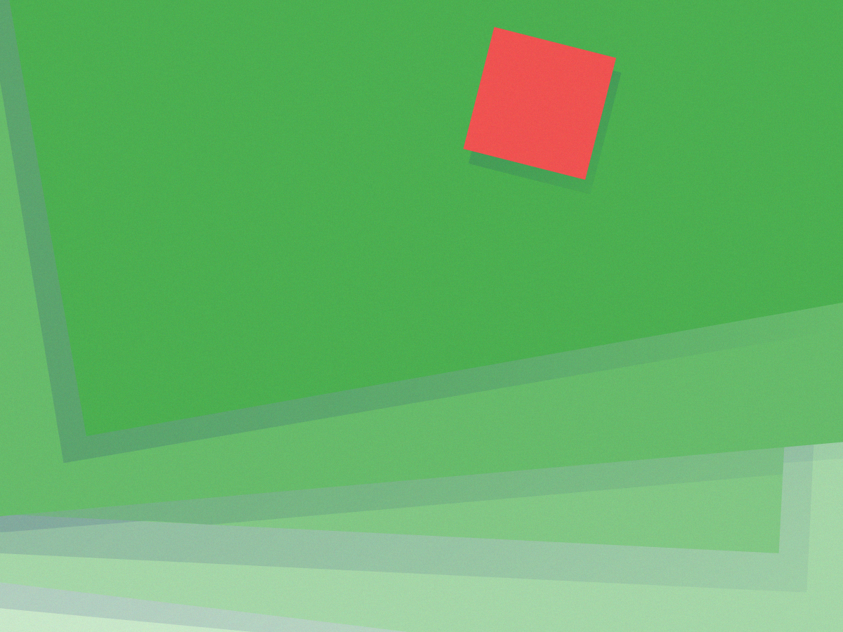 Red square on green background with layered shapes HD Wallpaper
