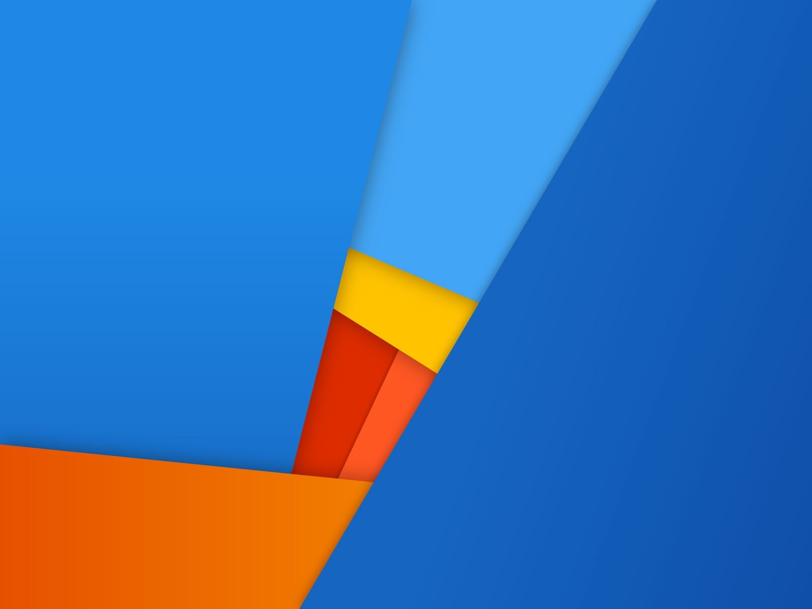 Abstract geometric shapes in blue, orange, and yellow HD Wallpaper
