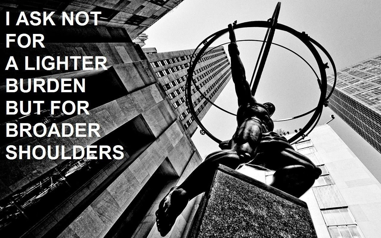 Atlas statue with quote HD Wallpaper