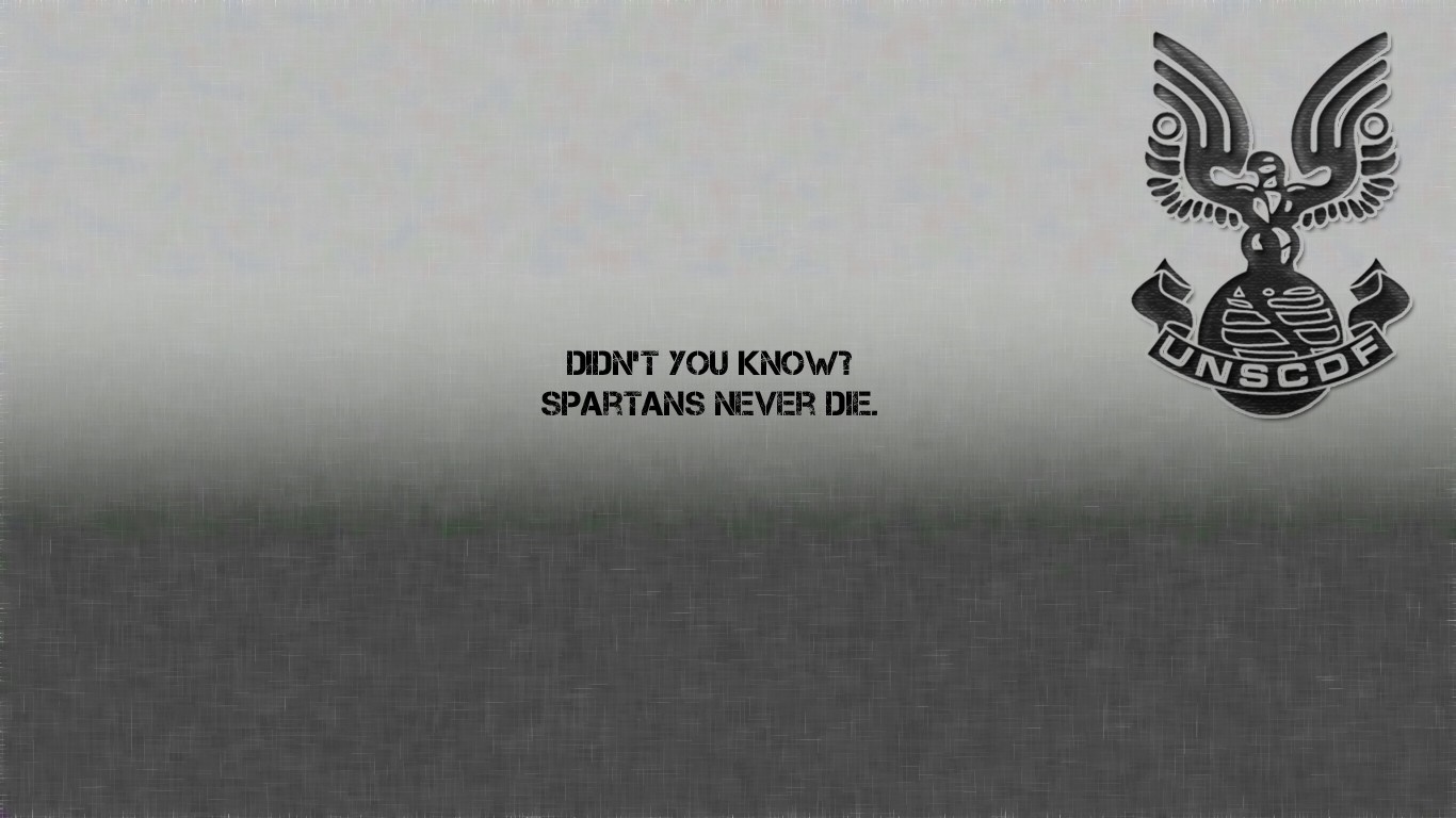 UNSC logo and quote "Spartans Never Die" HD Wallpaper