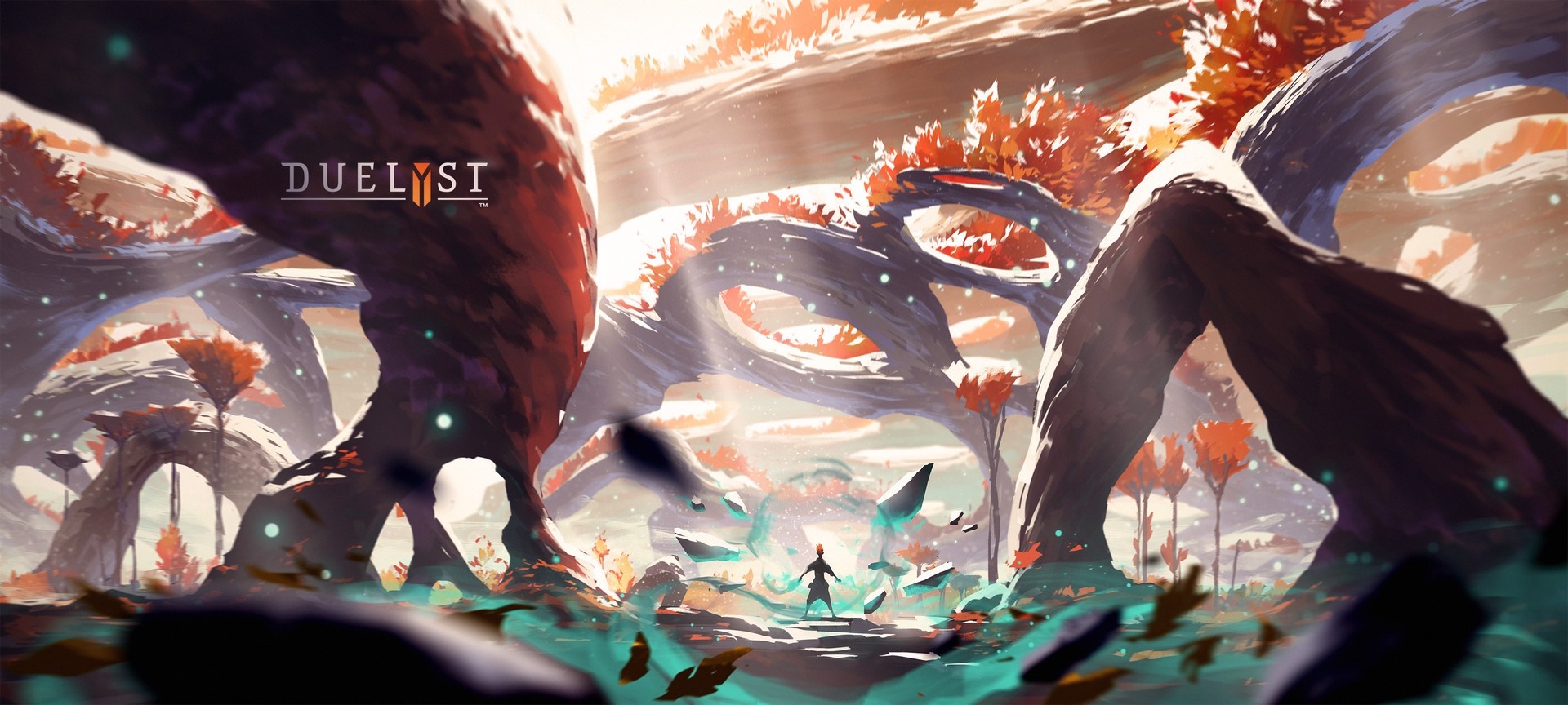 Duelyst artwork with fantasy landscape HD Wallpaper