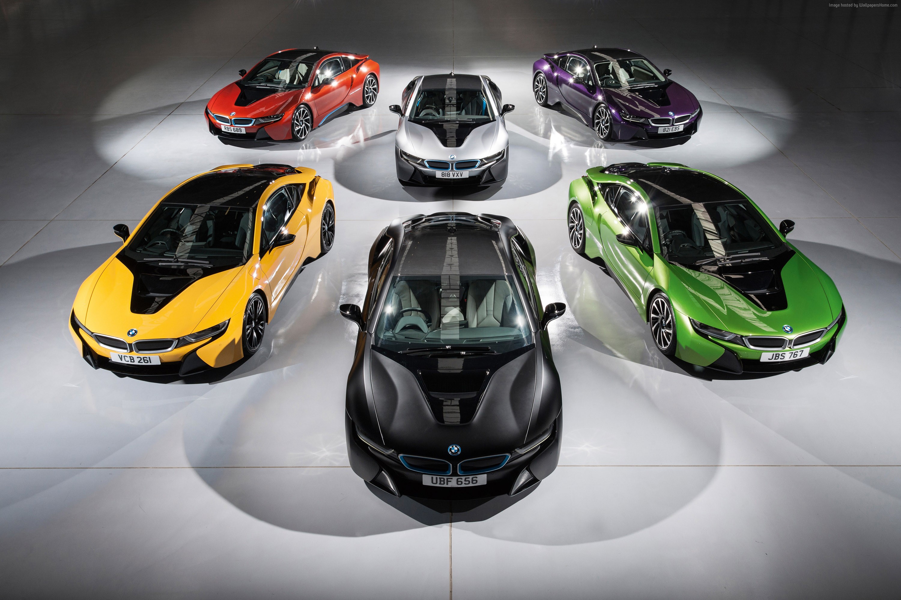 Collection of BMW i8 cars in various colors HD Wallpaper