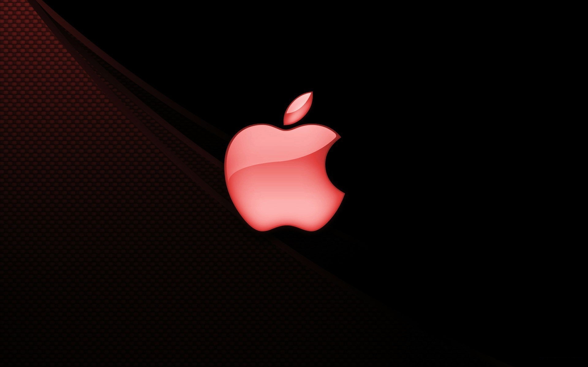 Red Apple Logo on Black Background HD Wallpaper