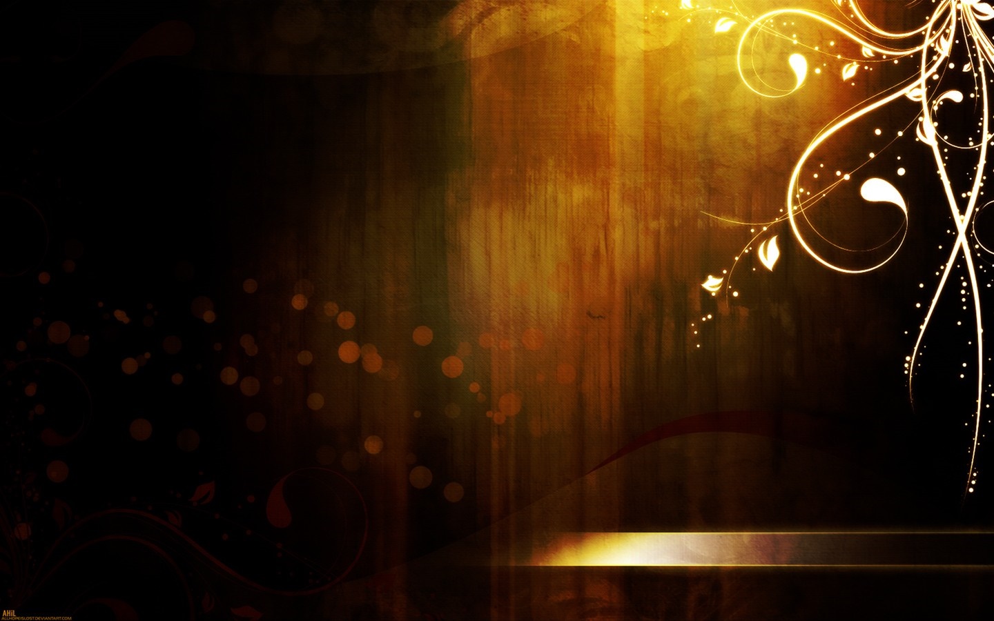 Abstract digital art with glowing floral elements HD Wallpaper