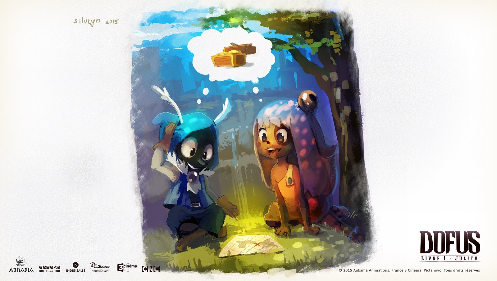 Two characters from Dofus Livre 1: Julith looking at a map HD Wallpaper