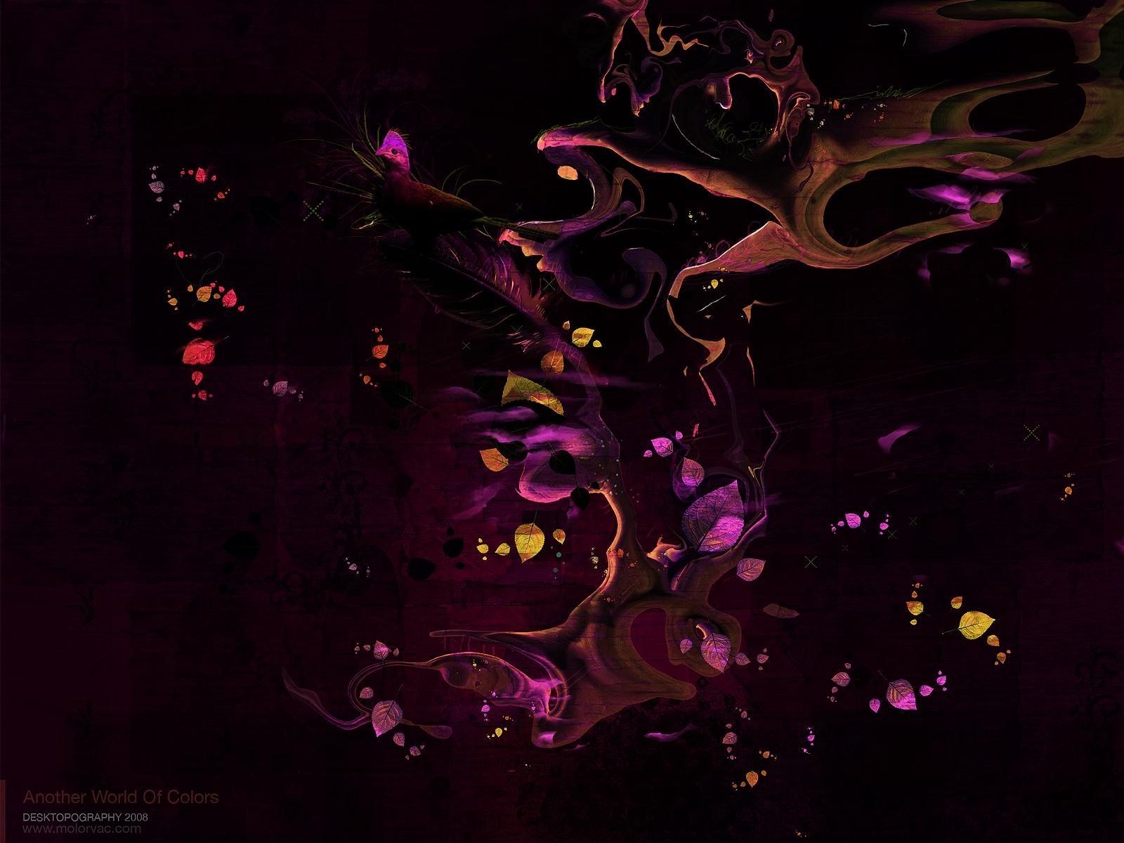 Abstract Digital Art with Purple and Yellow Hues HD Wallpaper