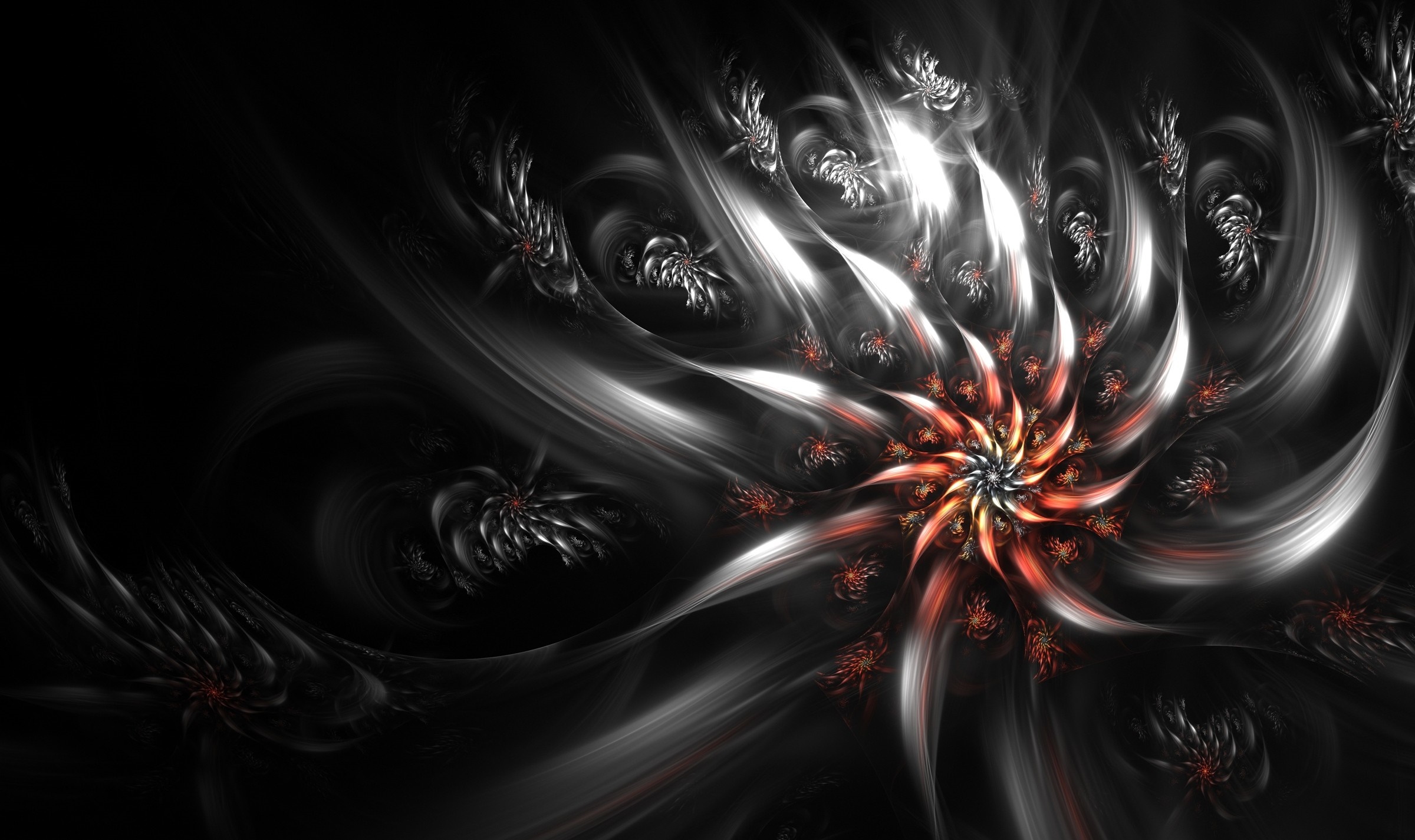 Fractal art with glowing spiral and dark background HD Wallpaper