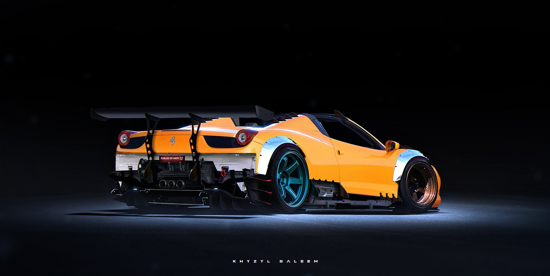 Modified orange Ferrari 458 Italia GT3 by Khyzyl Saleem HD Wallpaper