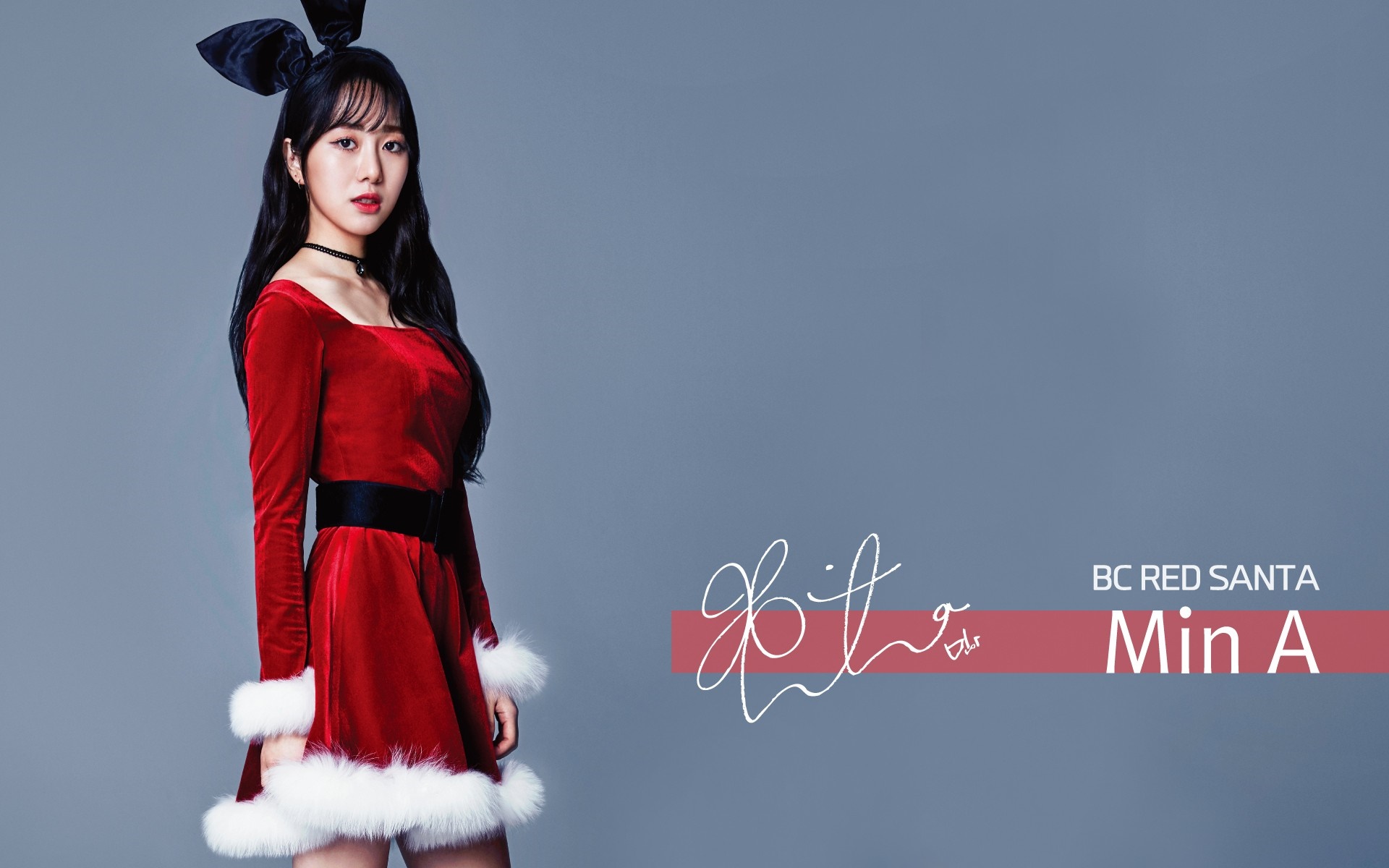 Min A from AOA BC Red Santa photoshoot HD Wallpaper