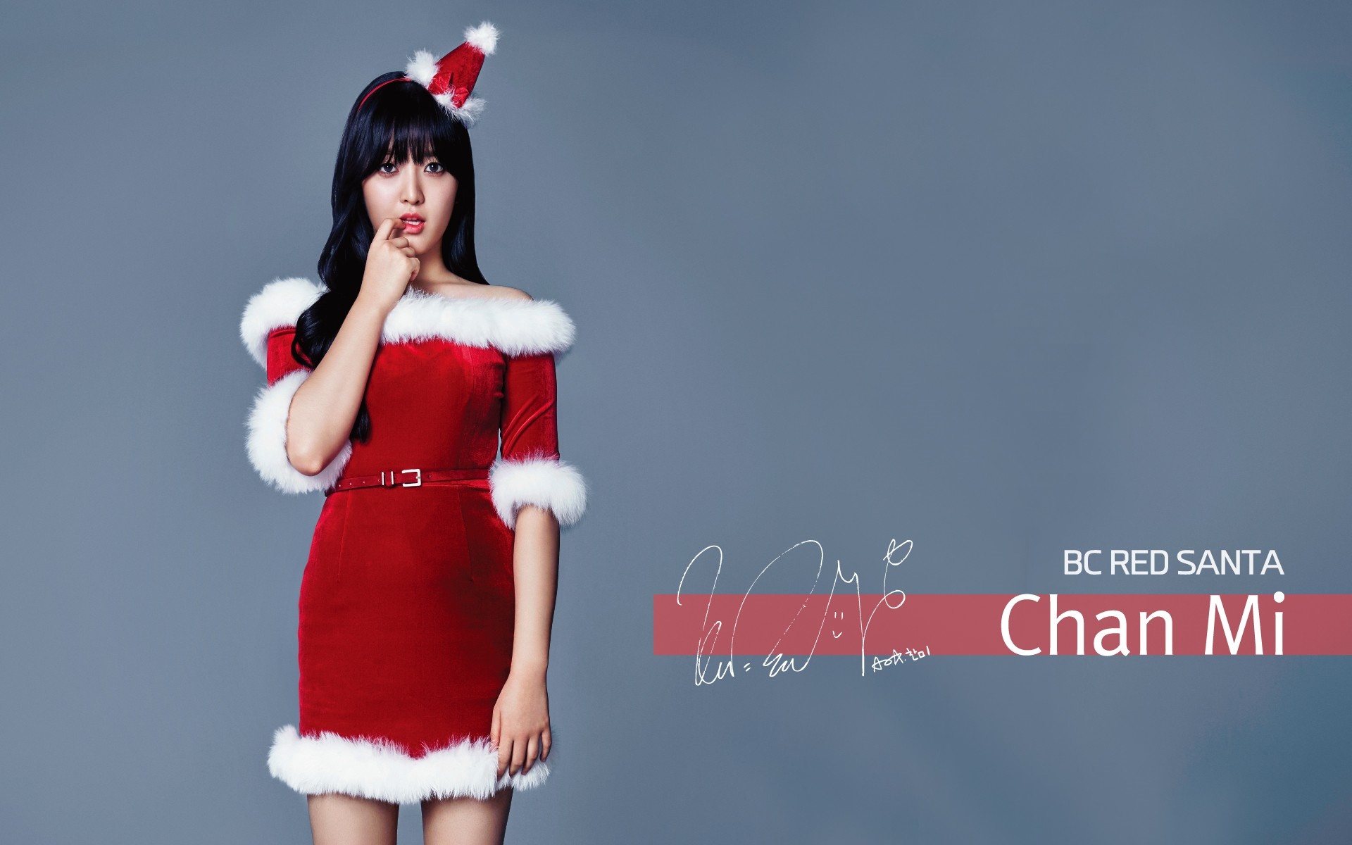 Chanmi from AOA in a red Santa costume HD Wallpaper