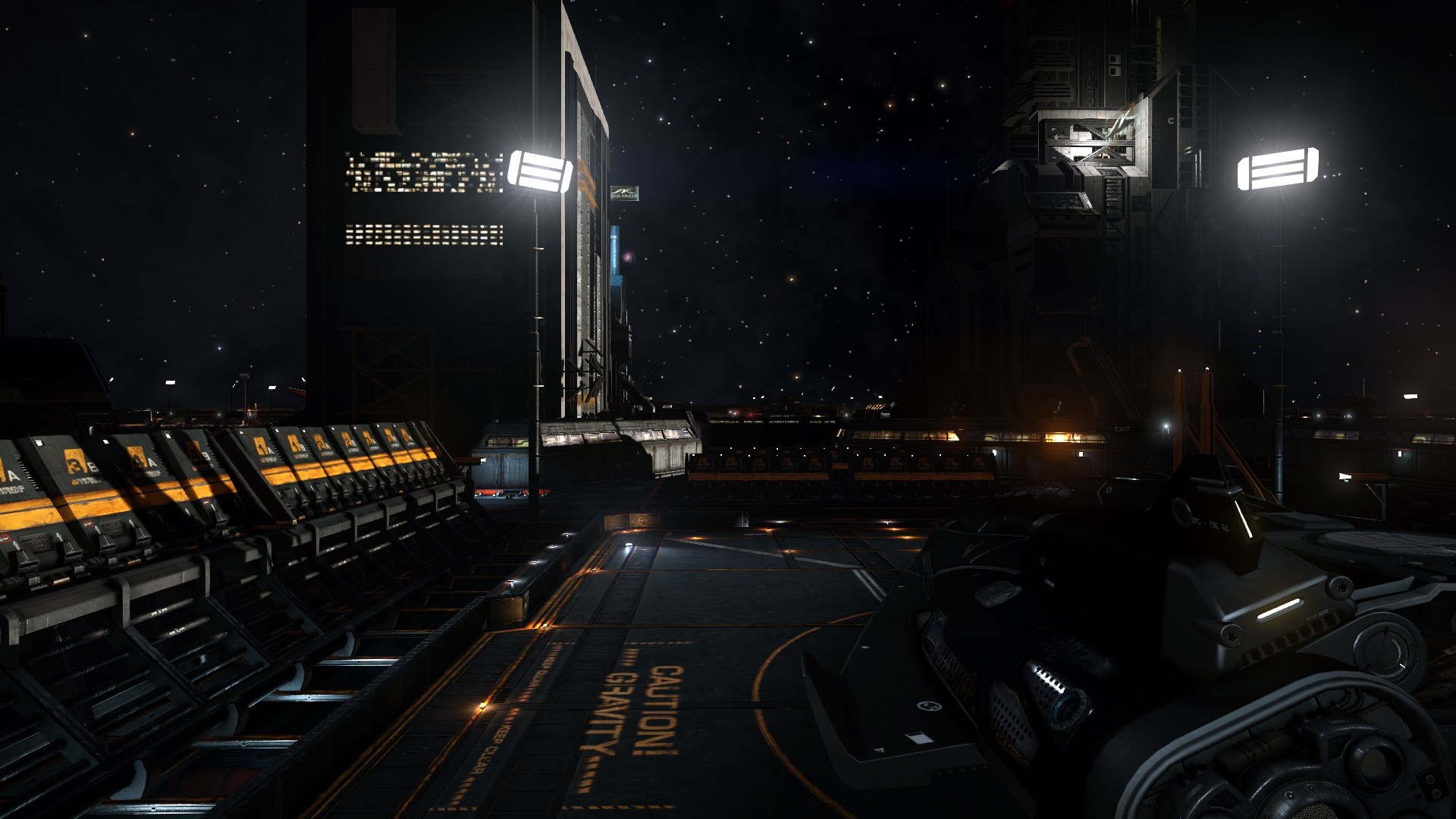 Elite Dangerous space station at night HD Wallpaper
