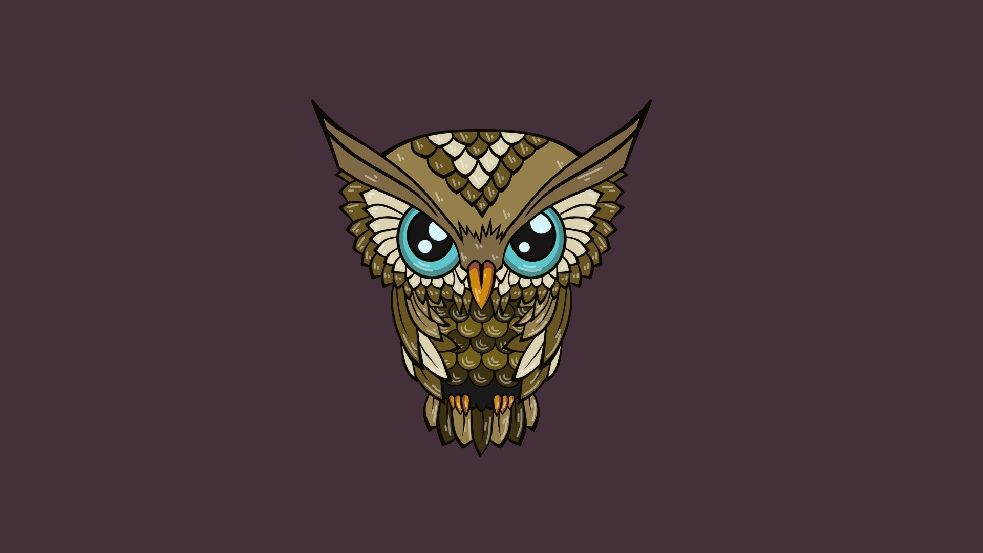 Minimalist cartoon illustration of an owl HD Wallpaper